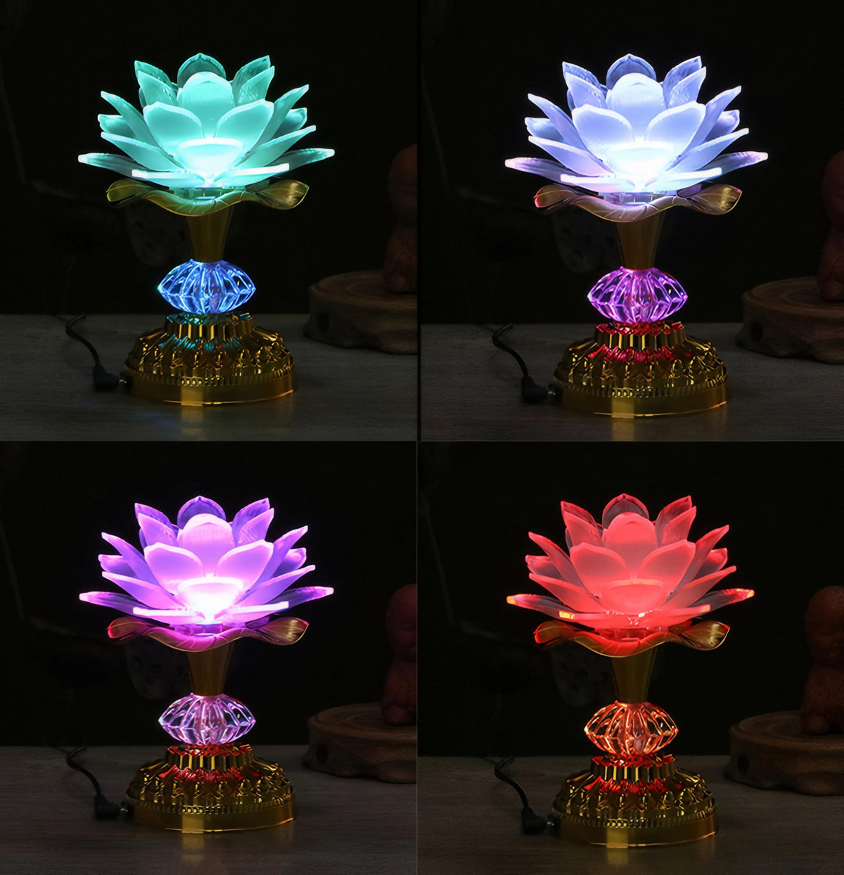 2 Pack Colorful LED Lotus Buddhist Lamp (Light White)