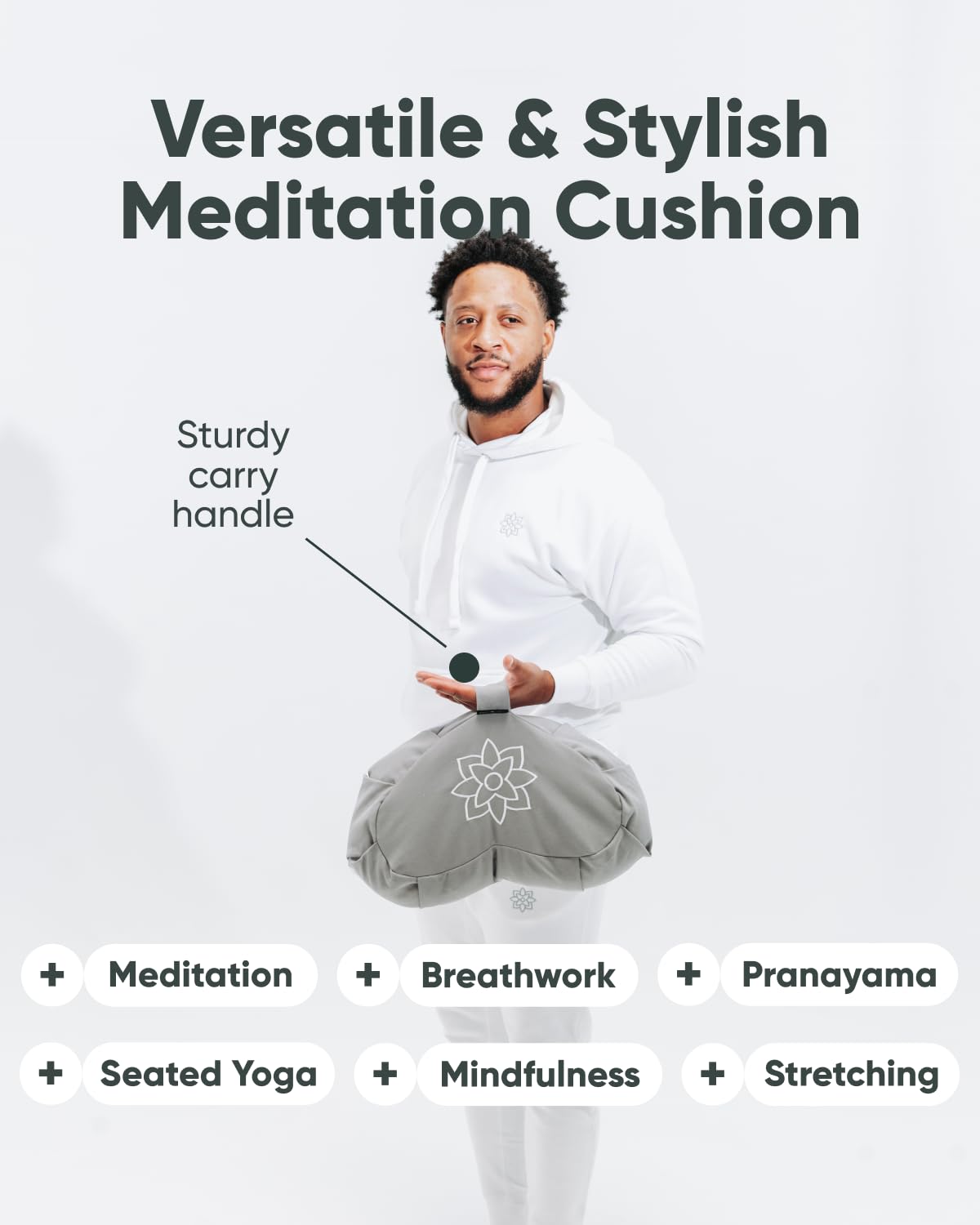 Mindful & Modern Large Meditation Cushion (Crescent - Grey)