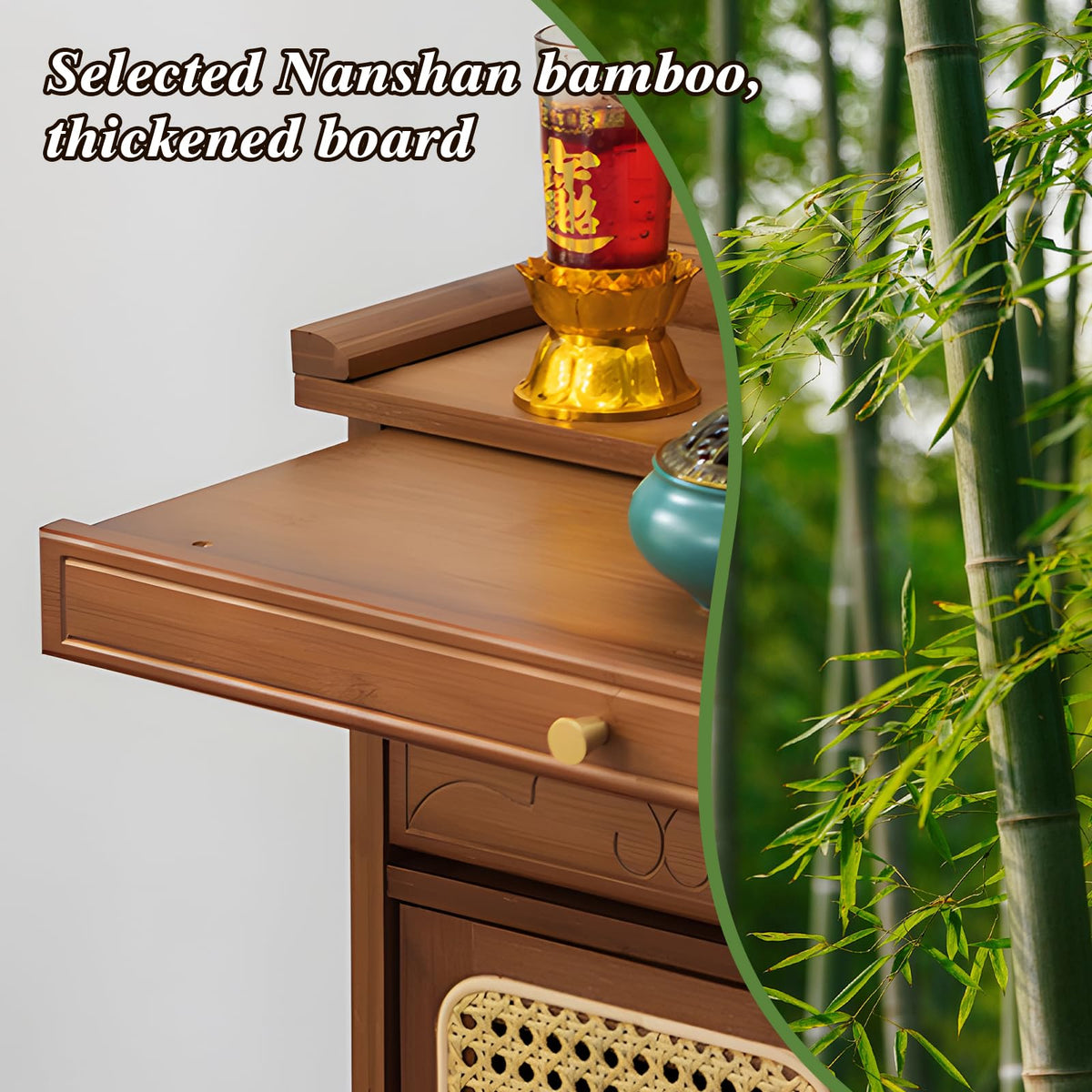 Bamboo Altar Table (15.7 / without Elevated Platform / Natural)