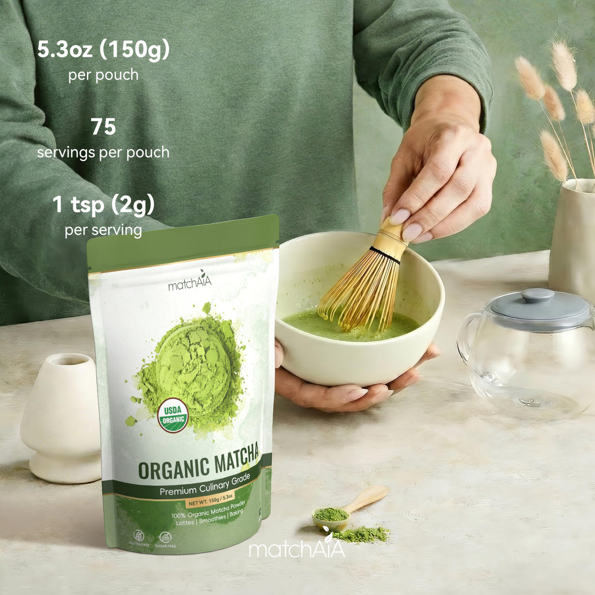 Organic Matcha Powder (5.3 Ounce (Pack of 1))