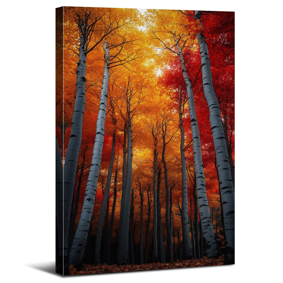 Vintage White Birch Tree Wall Art for Bedroom Nature Autumn Forest Wall Pictures Abstract Golden Leaf Canvas Prints Natural Botanical Photo Paintings Posters Large Artwork Bathroom Decorations 32x48" (32"L x 48"W / Fall01)