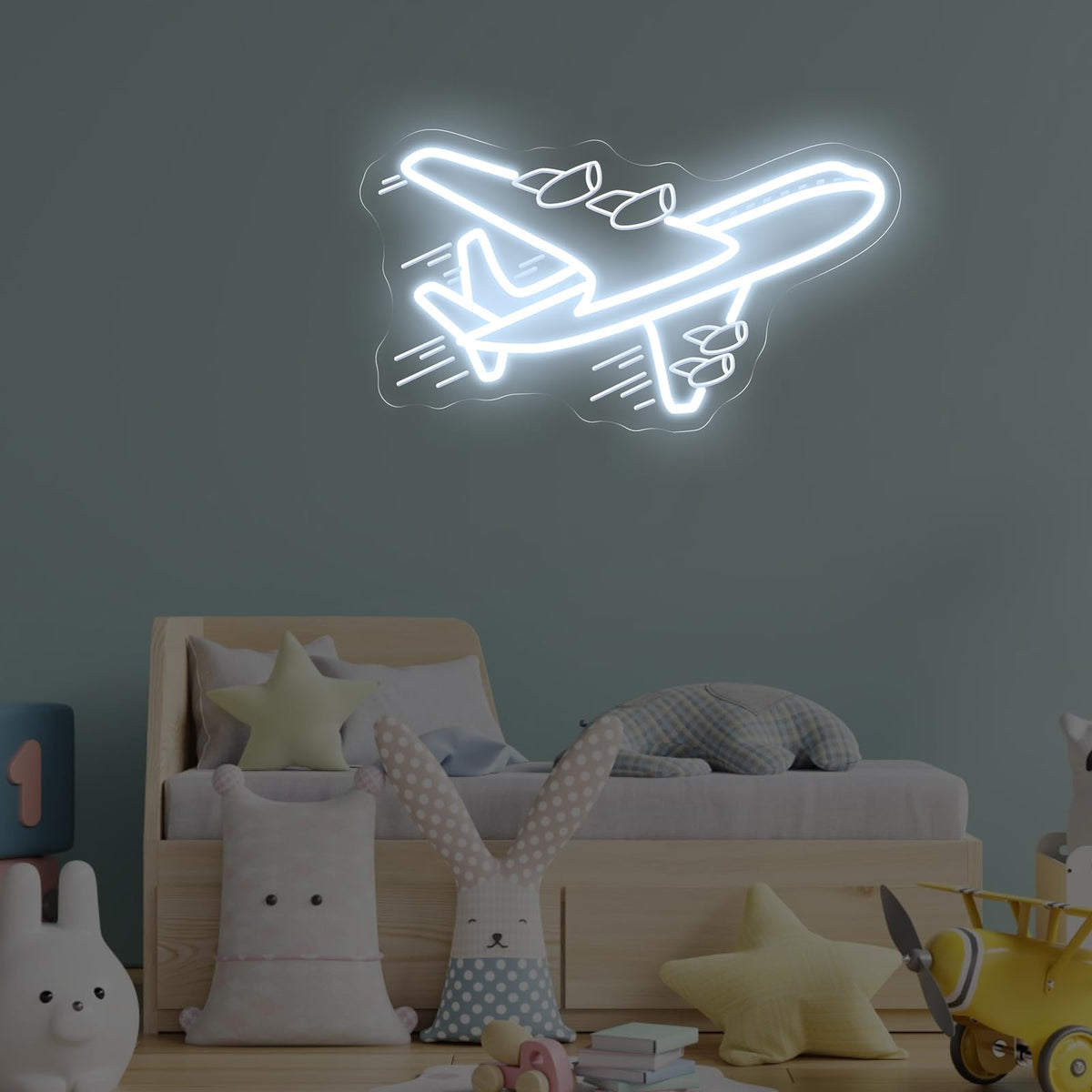 Airplane Neon Sign (Airplane-2-White)