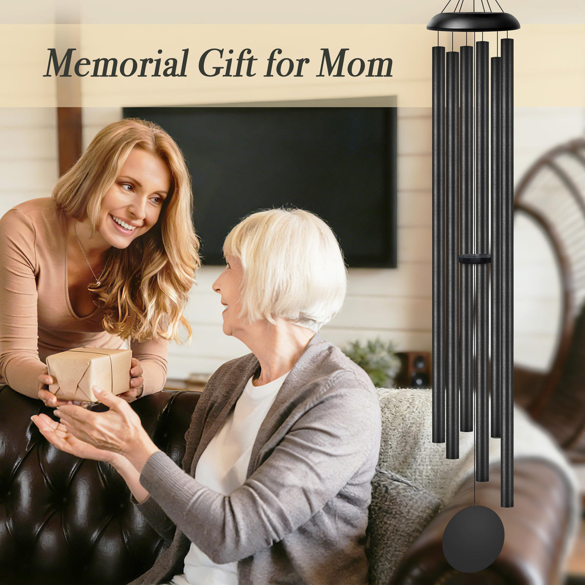 80" Extra Large Wind Chimes for Outside Deep Tone Wind Chimes Garden Decor (Black Thick / 80")