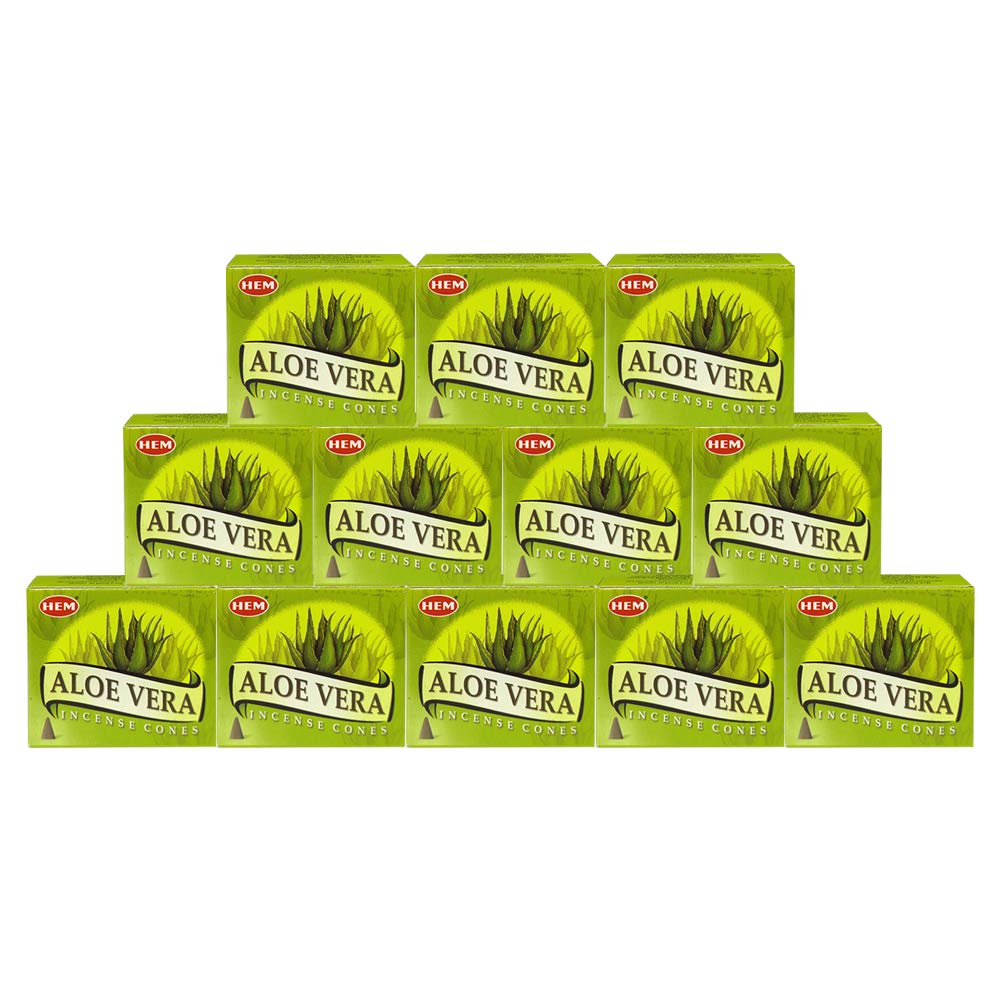Aloe Vera Incense Cones and Cone Incense Burner Bundle Insence Insense Hem Incense (Aloe Vera)