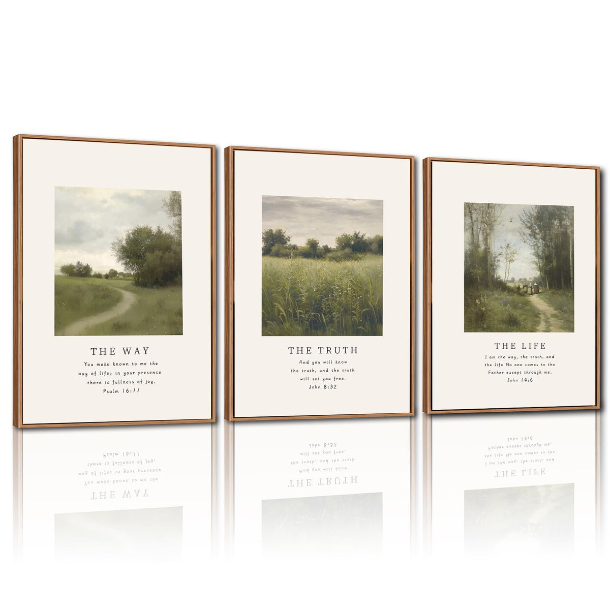 Vintage Christian Framed Canvas Wall Art Set (The Way / 16"L x 24"W)