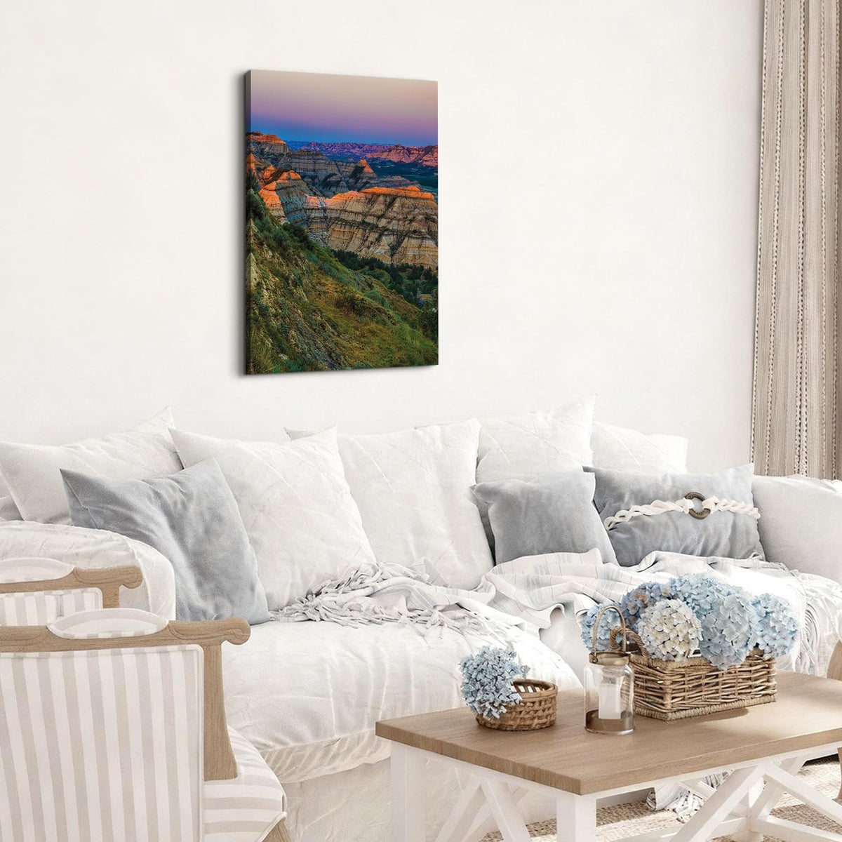 Nature Canyon Landscape Wall Art Western Decor Theodore Roosevelt National Park Wall Paintings American North Dakota Mountain Scenery Pictures Canvas Prints Artwork Bedroom Bathroom Decorations 16x24" (16"L x 24"W / Nature16)