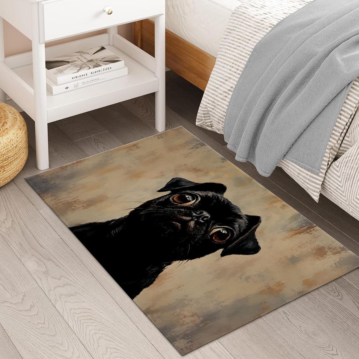 Black Pug Doormat Rug for Entryway (Black Pug)