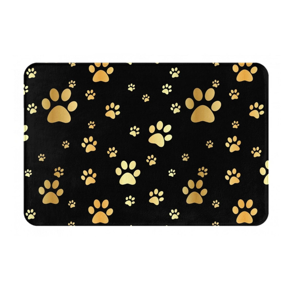 Dog Gold Paw Prints Bath Mat Non (1'4" x 1'11" (Rectangular) / Dog Gold Paw Prints)