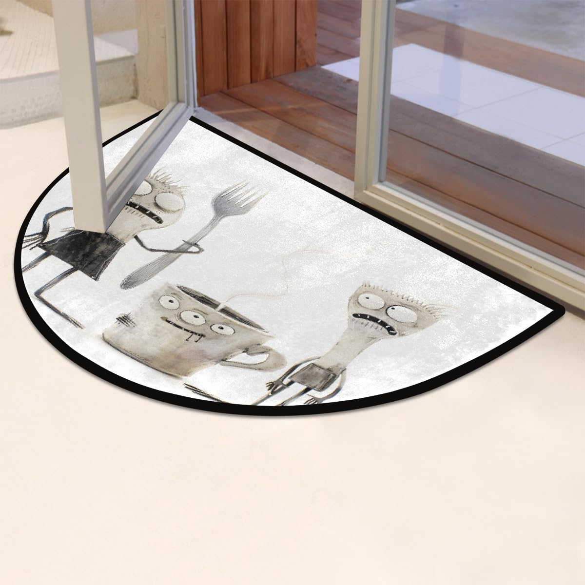 Cartoon Half Round Rug Half Moon Door Mat Half Circle Rugs (Y:color 1)