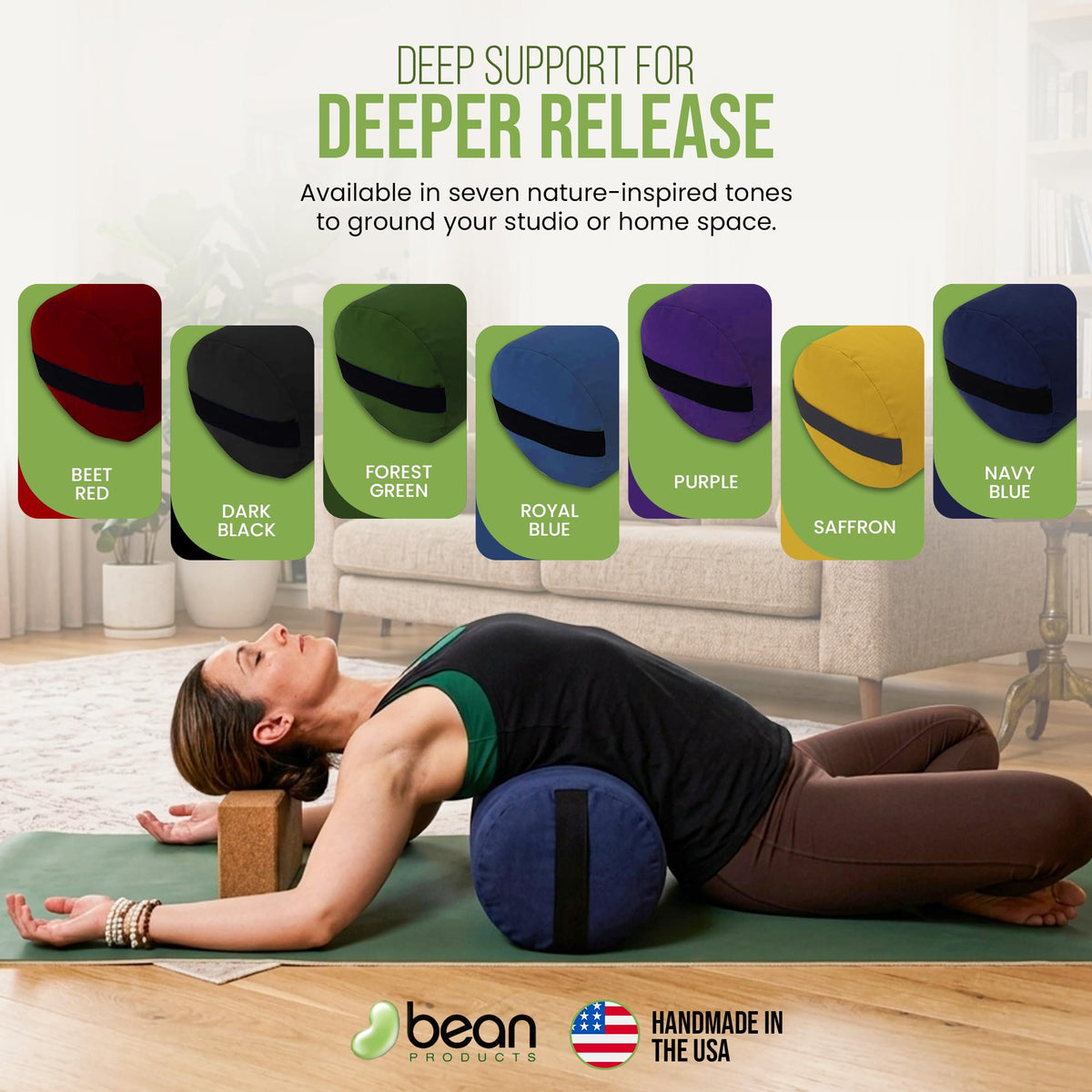 Yoga Bolster Soft yet Firm (Round / Saffron)