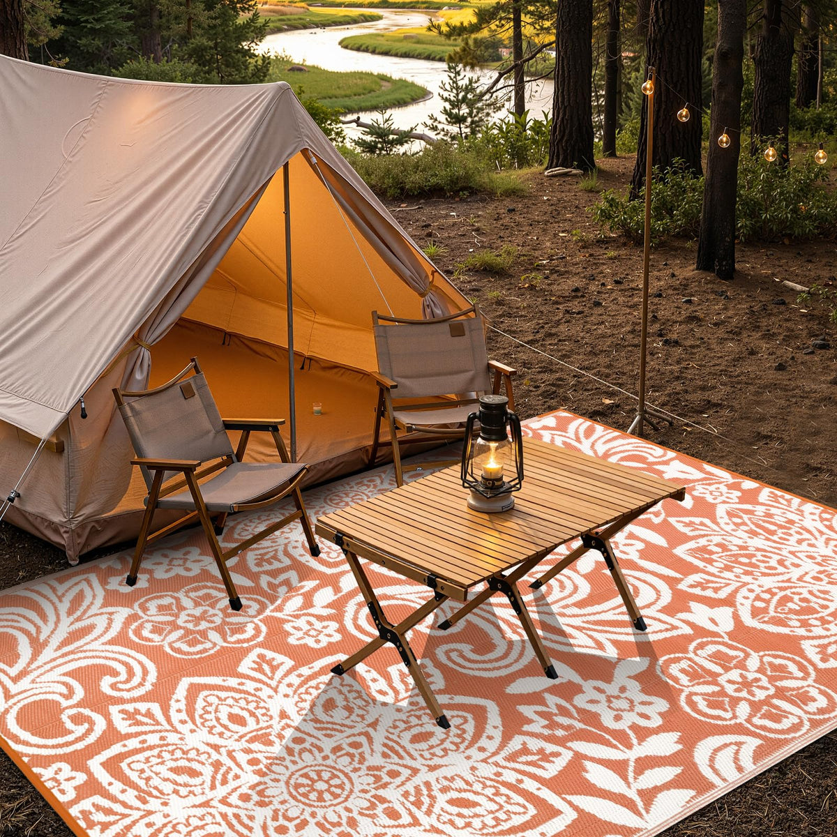 Waterproof Outdoor Rug 6' x 9' (Orange / 6' x 9')