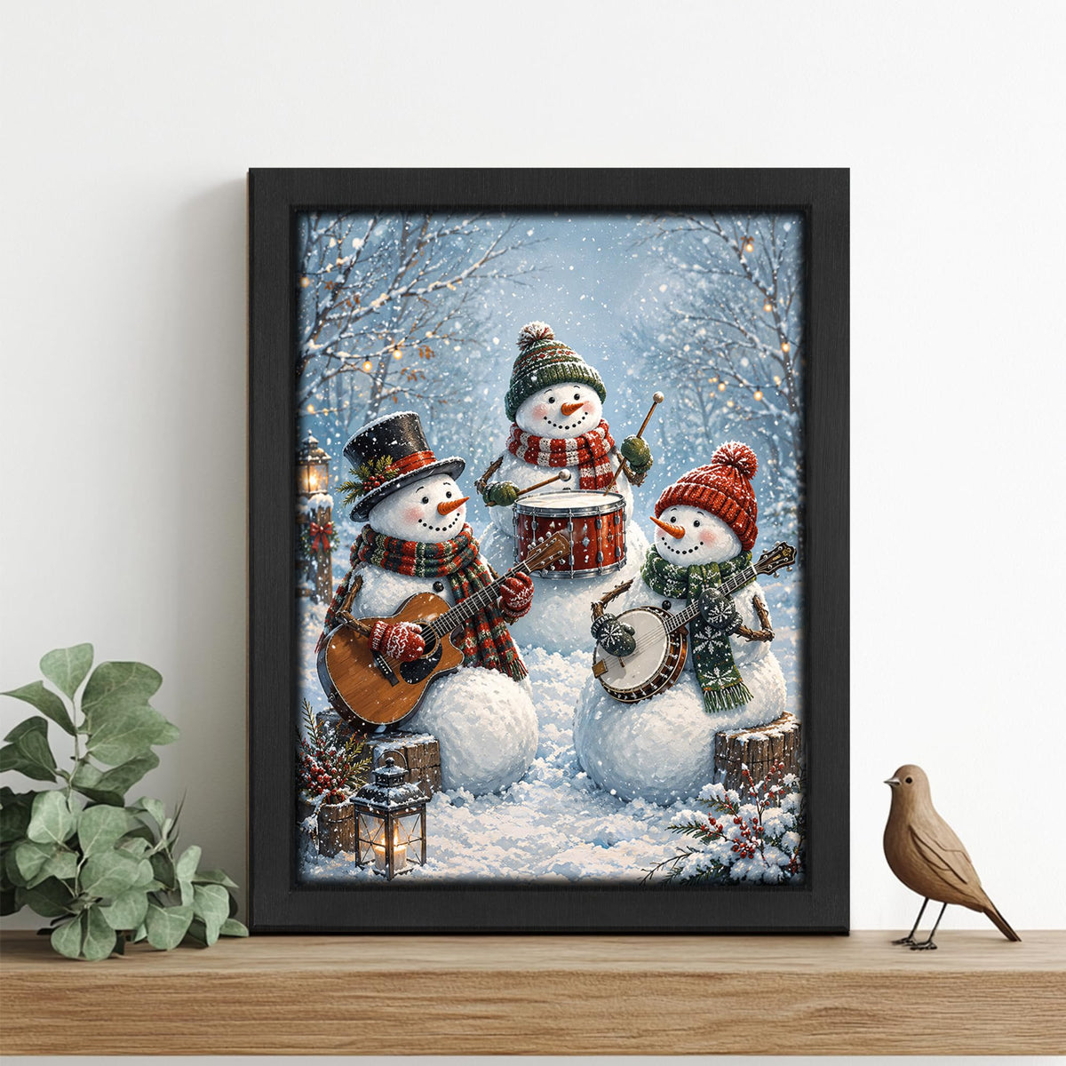 Winter Snowman Decor Wall Art (Wall Art Framed 12 / 10"L x 8"W)