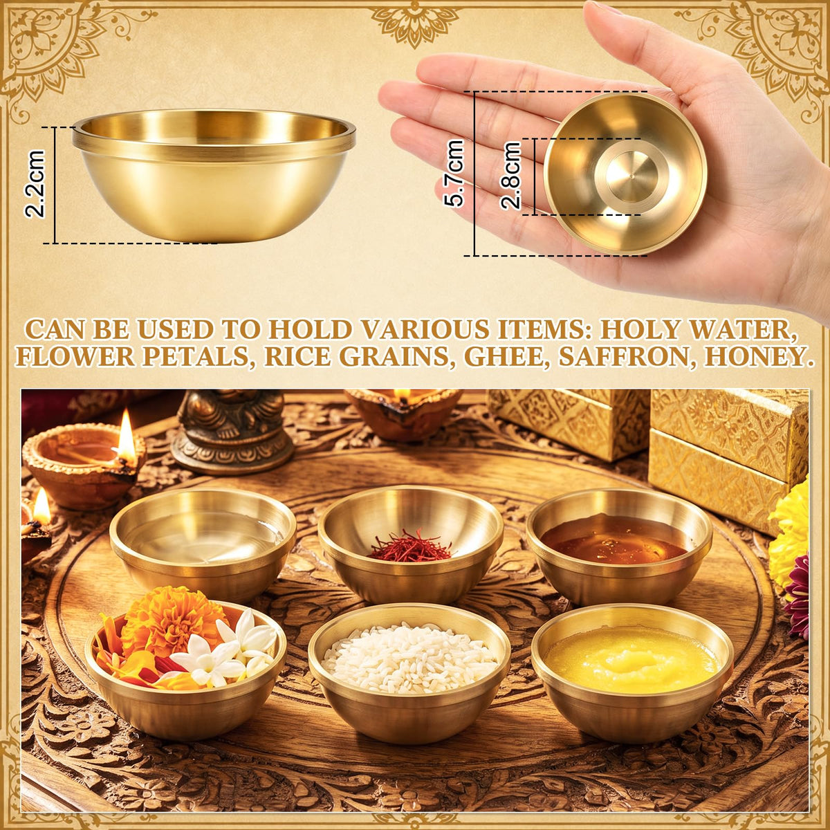 Diwali Pure Brass Bowl Navratri Return Gift (2.4 Inch)