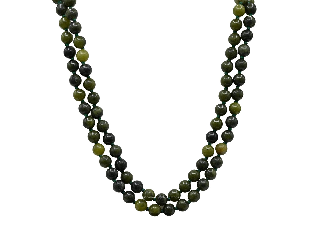 Green Jade Buddhist Prayer Beads Japa Mala with 108 Meditation Beads (Hand Knotted / Green Jade)