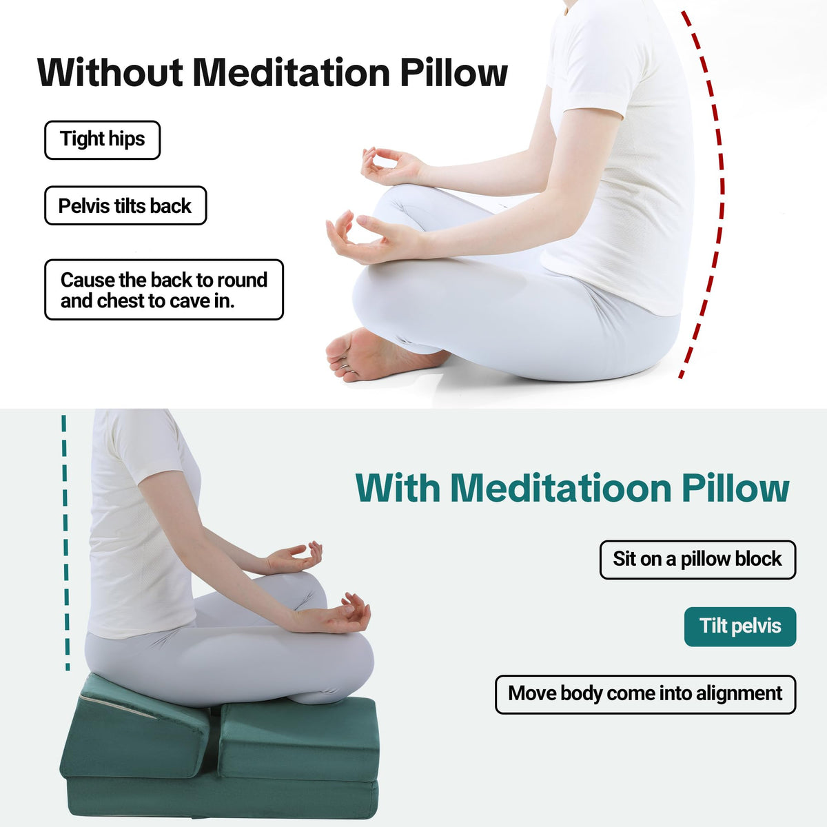 Large Meditation Cushion Foam Meditation Pillows for Sitting on Floor (Green)