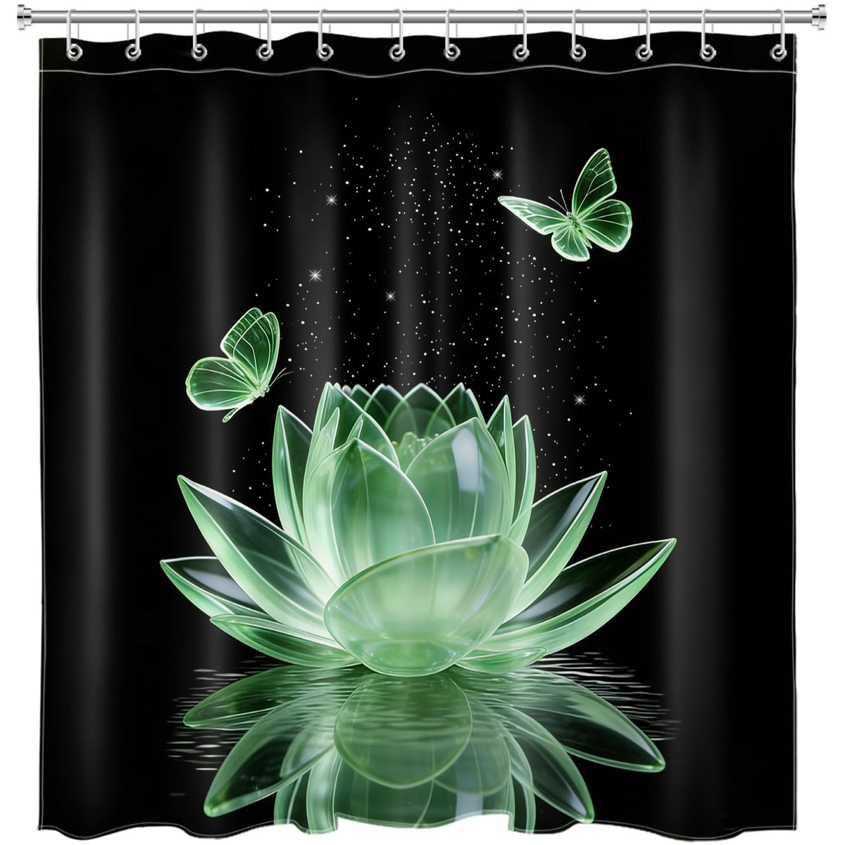 Green Water Lily Shower Curtain for Bathroom (Green / 72"W x 78"L (Pack of 1))