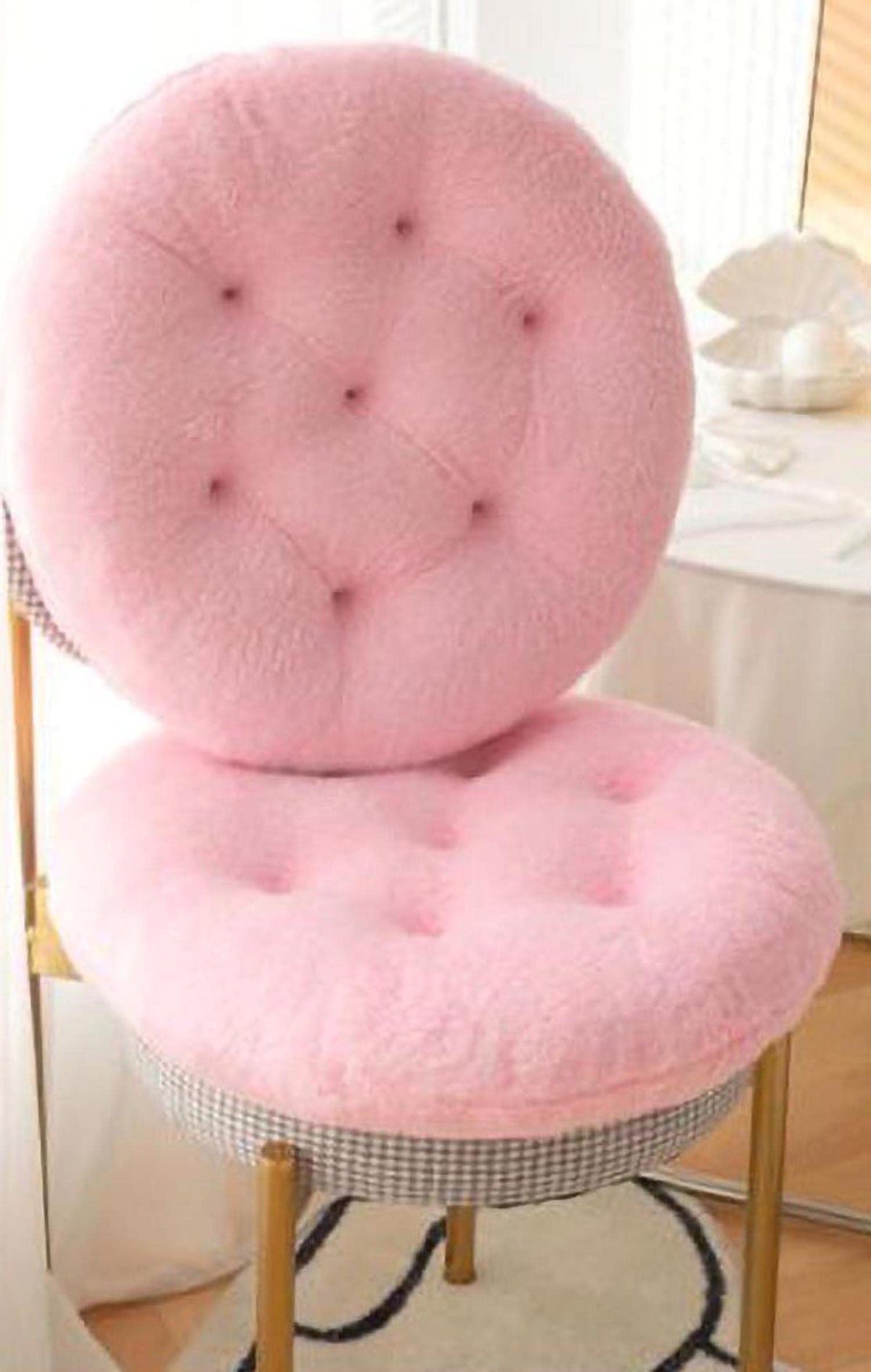 Comfortable Square and Round Artificial Lambswool Chair Pads (17 inch(45cm) / Round-pink)