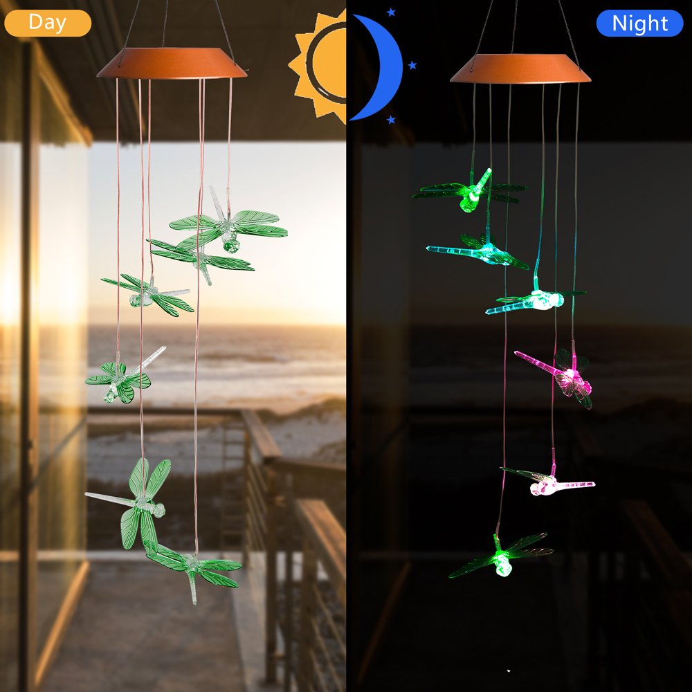 LED Solar Dragonfly Wind Chimes Outdoor