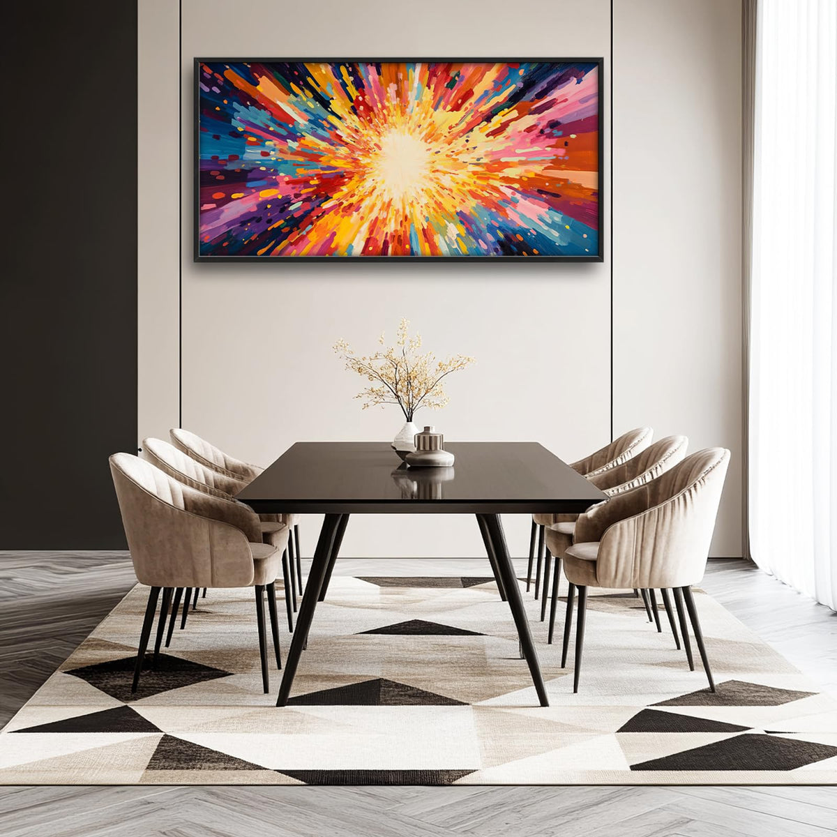 Colorful Abstract Sun Large Wall Art Boho Wall Decor Canvas Framed Pictures Painting Artwork For Living Room Bedroom Office 30"X60" (Colorful Abstract Sun / 60"L x 30"W)