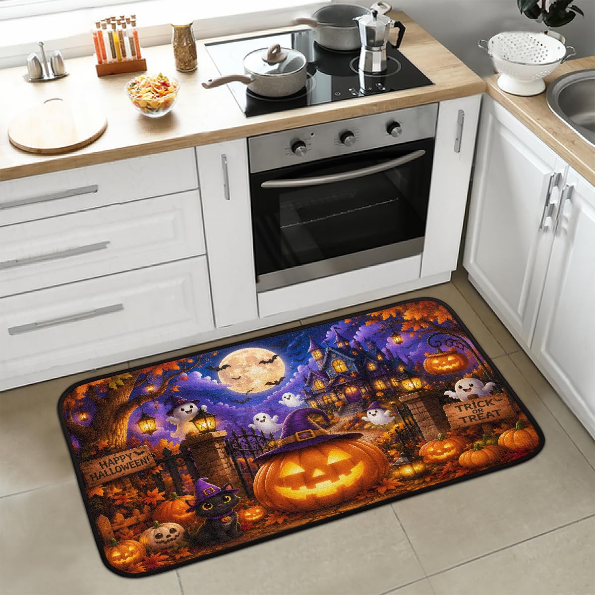 Halloween Kitchen Rugs Kitchen Mats Non Slip Floor Mat (Z:f-color 4)