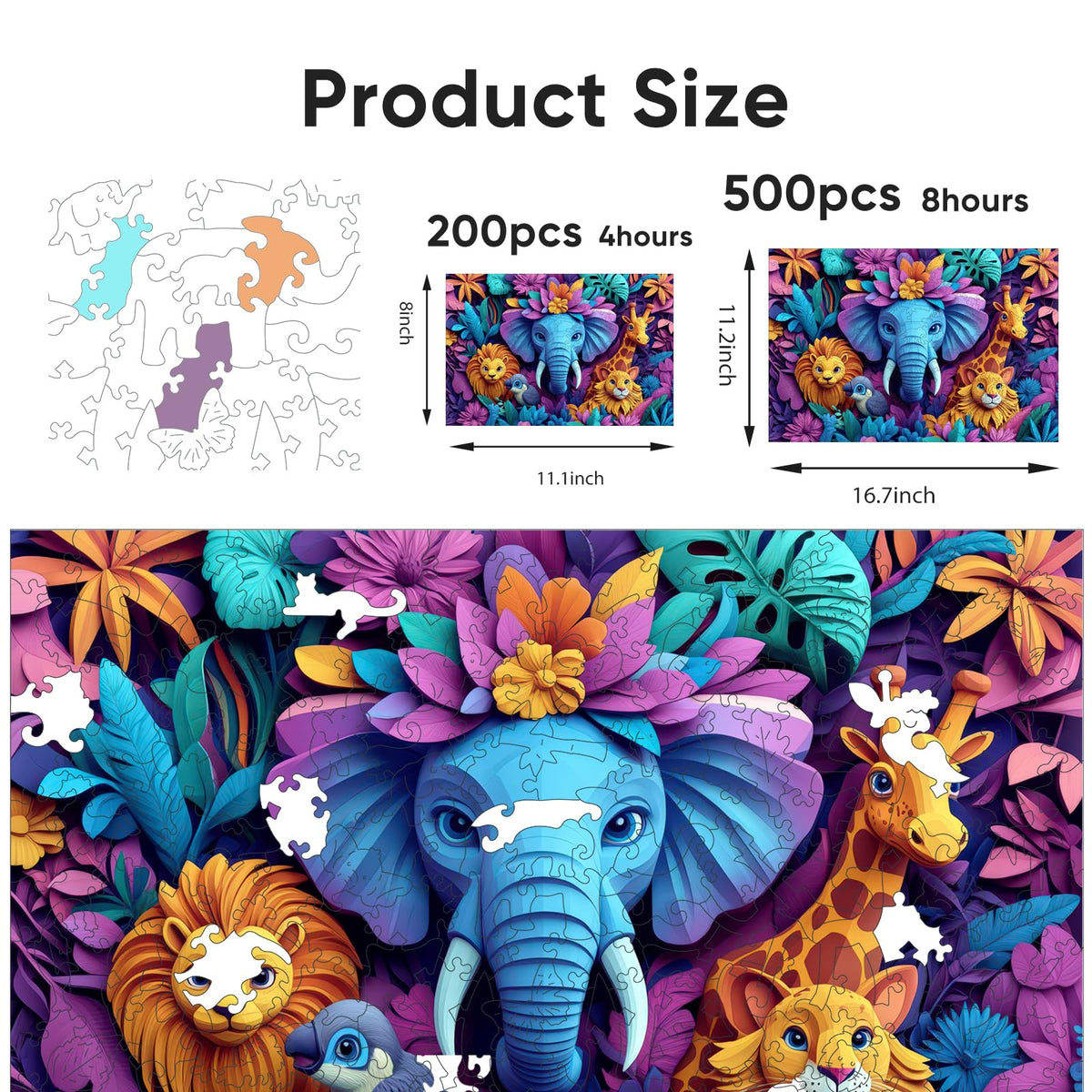 Wooden Puzzles for Adults (Animal World / 500 pieces)