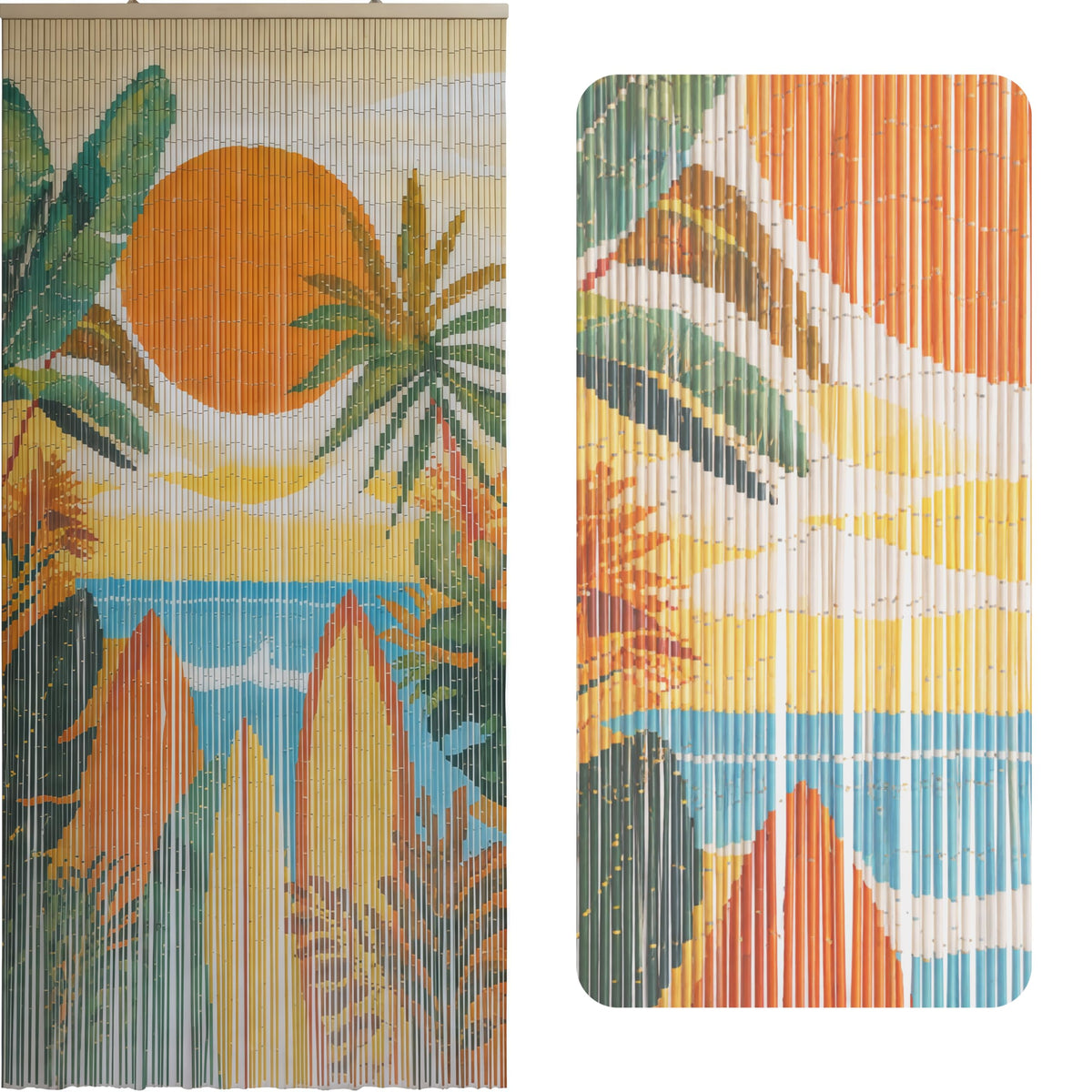 Summer Vibe Beaded Bamboo Curtain for Doorway 35.4" x 78.7" (Summer Vibe)