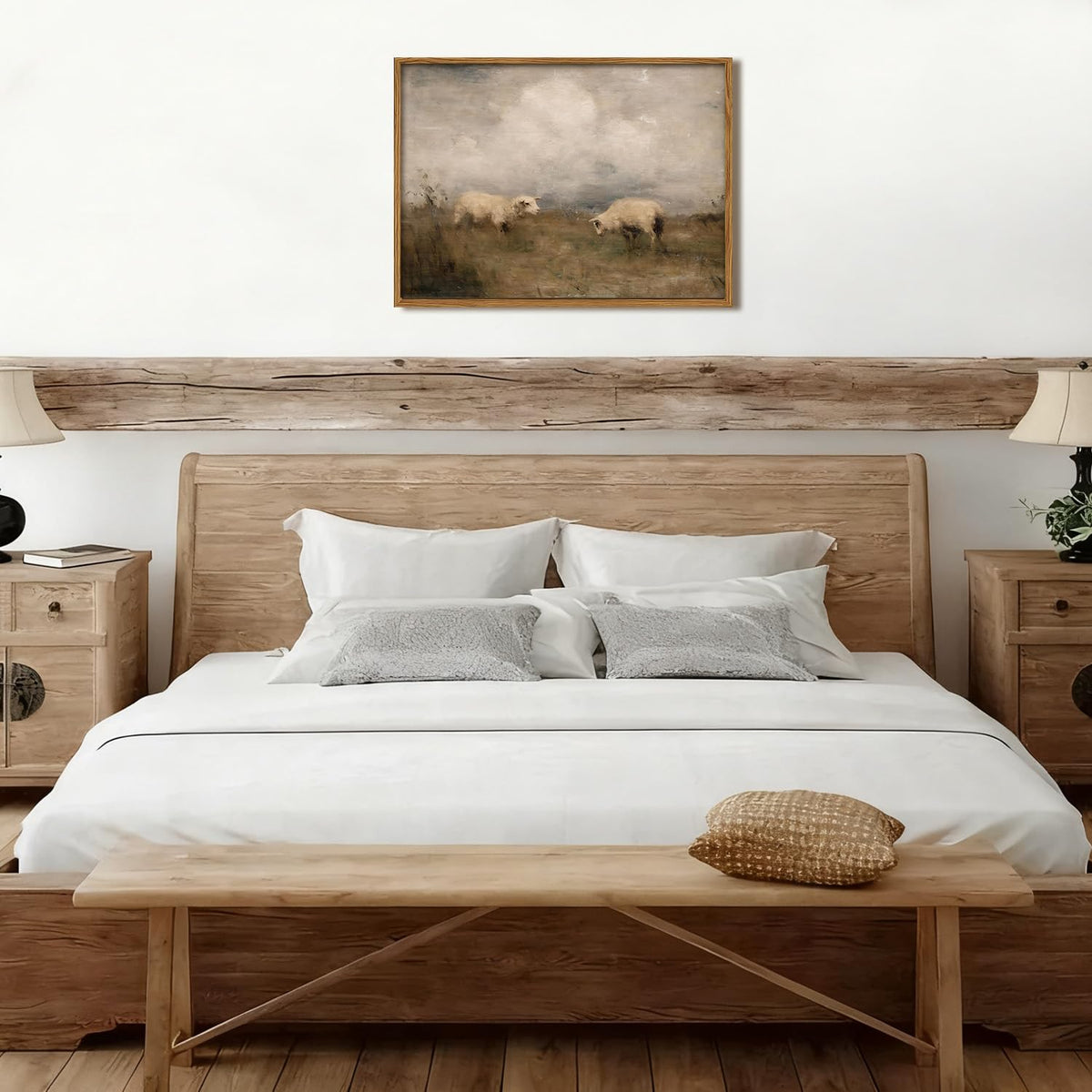 Framed Rustic Sheep Wall Art (Sheep / 24"L x 16"W)