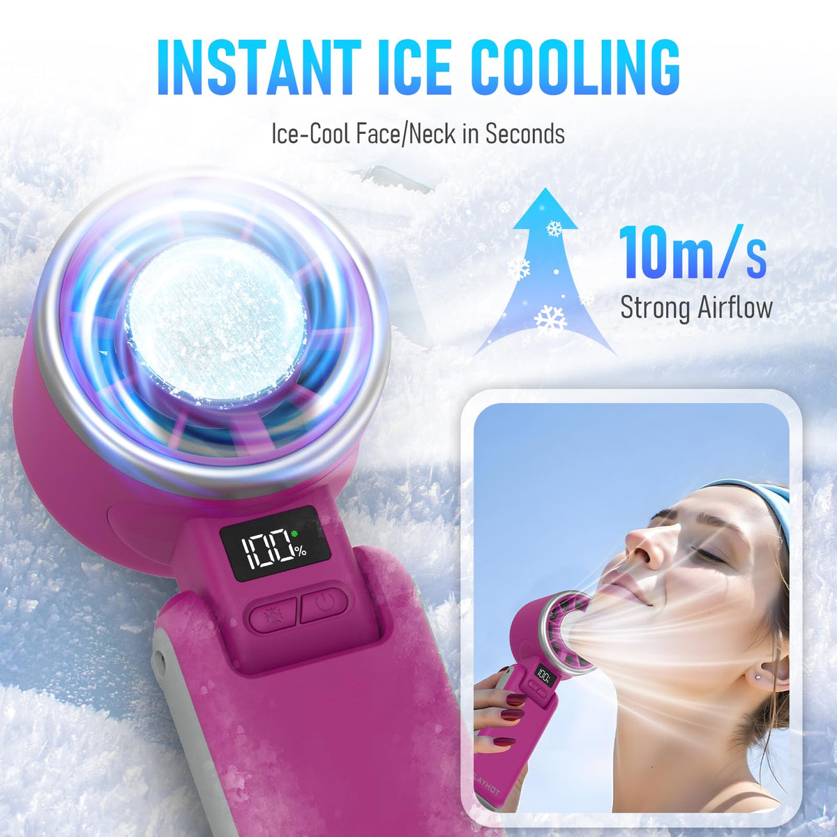 Portable Handheld Cooling Fan (Magenta)