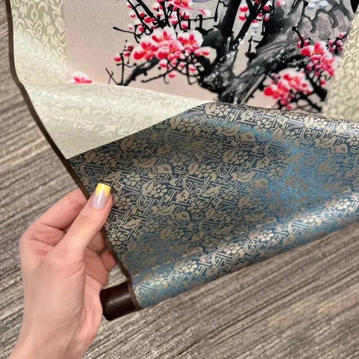 Zen Style Giant Panda Family Wall Art Silk Scroll Cute Chinese National Treasure Panda Posters with Bamboo Forest Traditional Asian Art Home Office Hotel Lobby Spa Room Decor 36x12 In (HJ-K006)