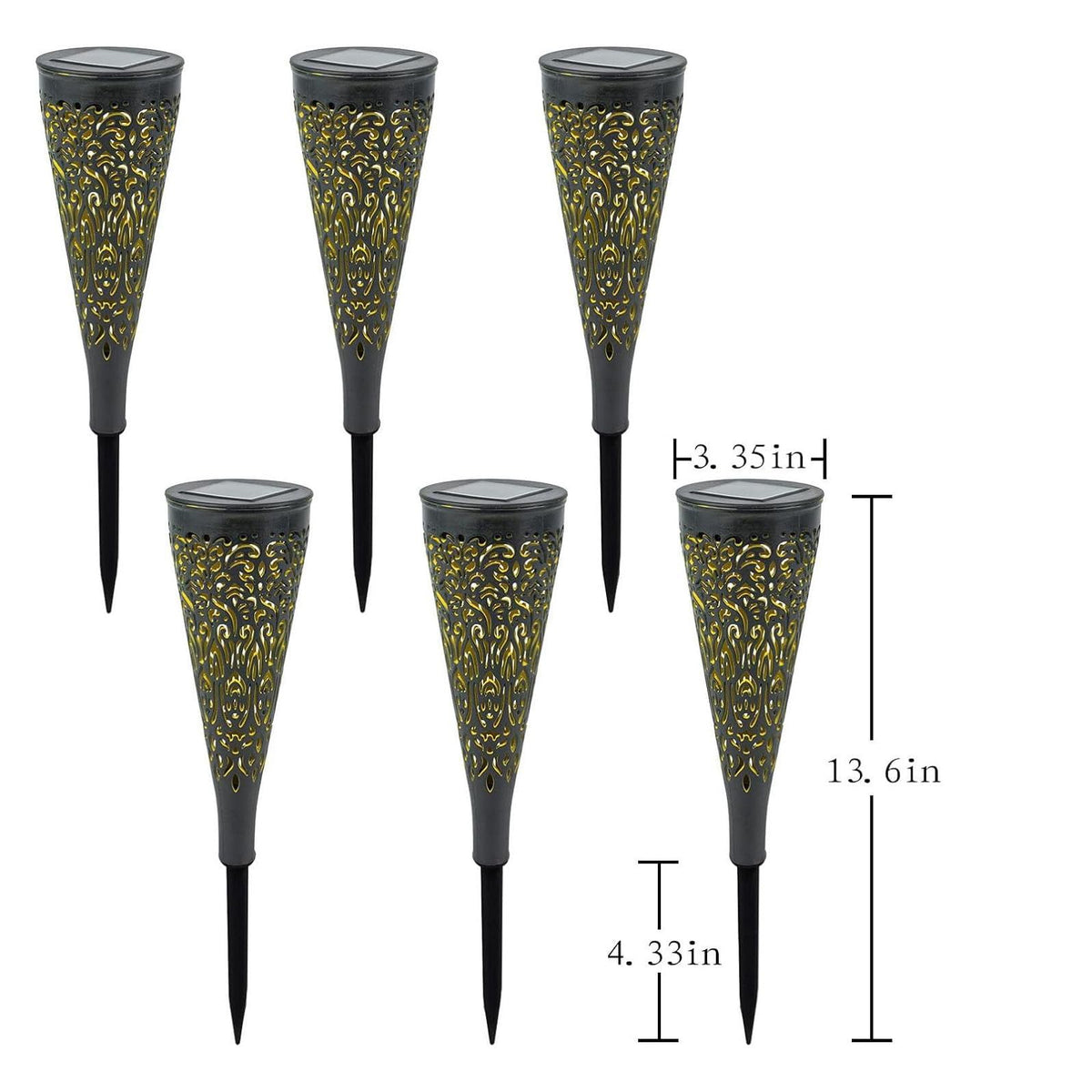 6 Pack Solar Lights Outdoor Garden Decorative Mandala Solar Garden Lights with Warm Light Waterproof Solar Pathway Landscape Lights for Path Patio Backyard Walkway Yard Lawn Decor (6Pcs / Black)