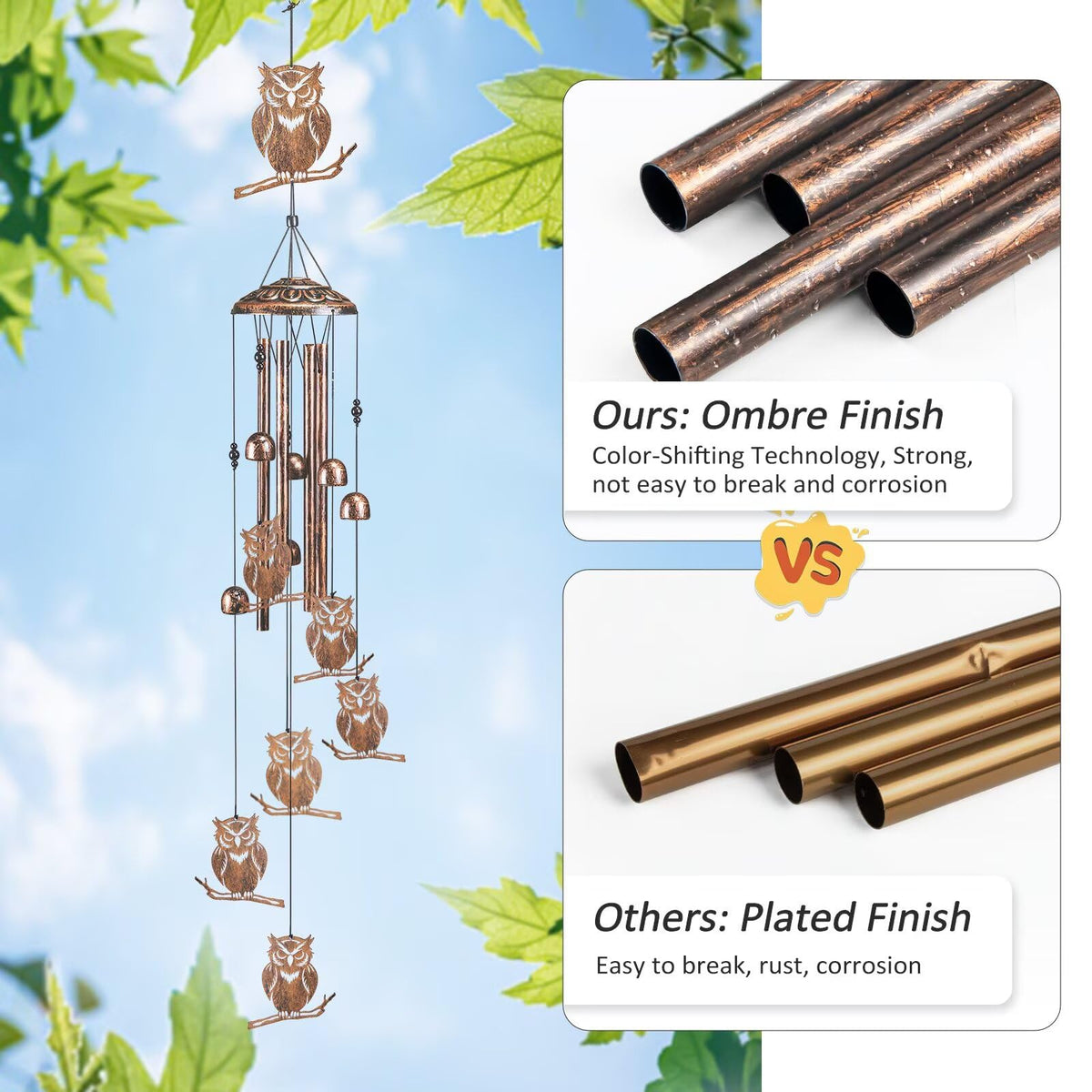 Owl Wind Chimes for Outside (Owl)