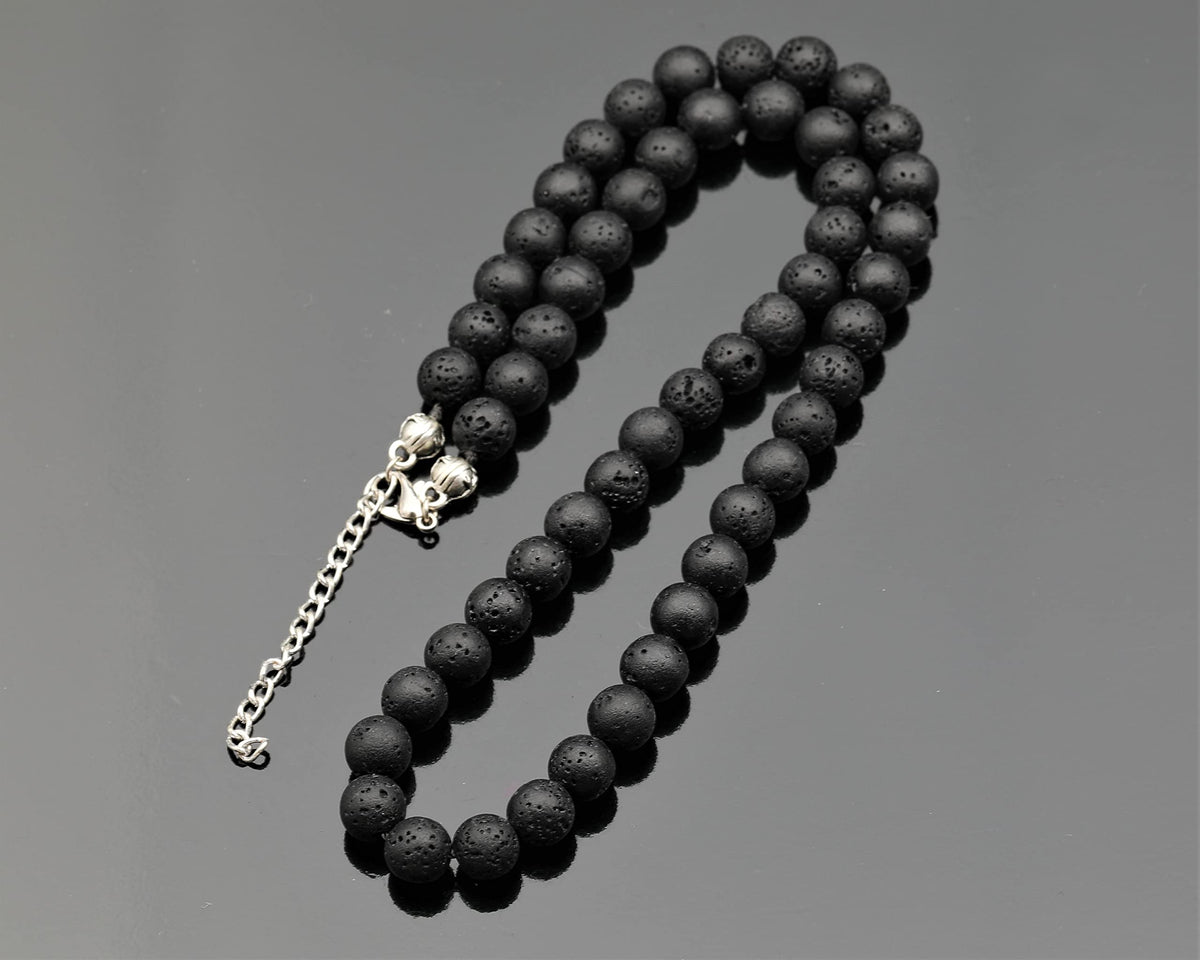 Natural Lava Stone Beaded Choker Necklace (Lava Stone / 24 Inches)