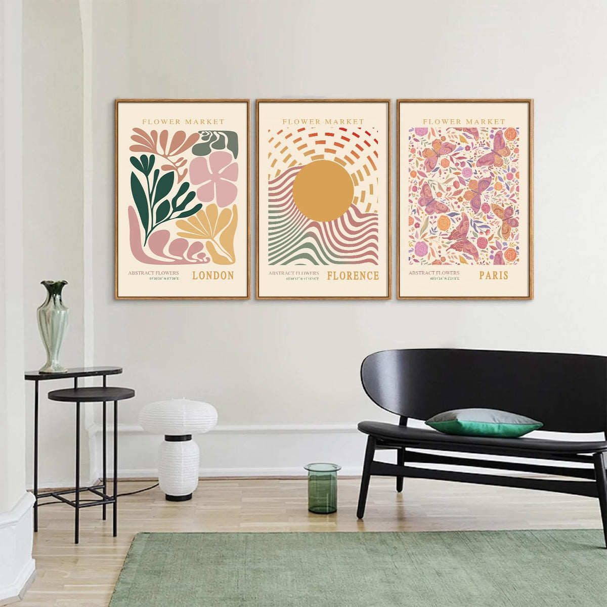 Boho Flower Market Framed Canvas Wall Art Set (Boho Flower Market / 24"L x 16"W)