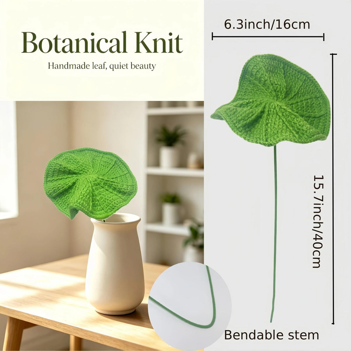 Crocheted Lotus Flowers Plant (Lotus Leaf-green)