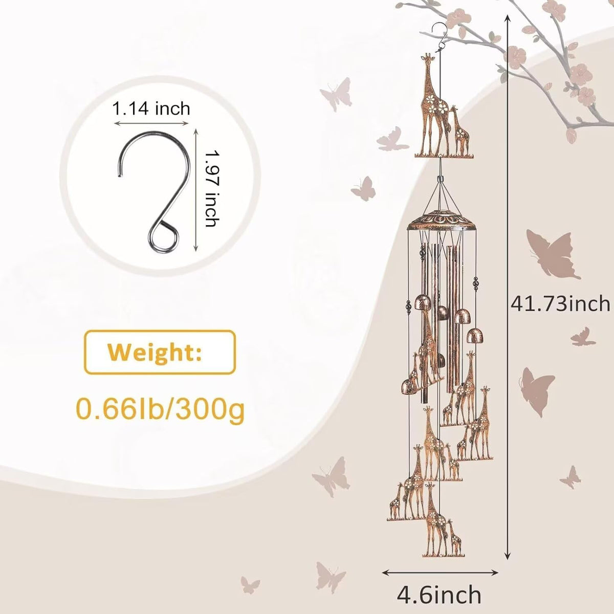 Giraffe Wind Chimes for Outside (Giraffe)