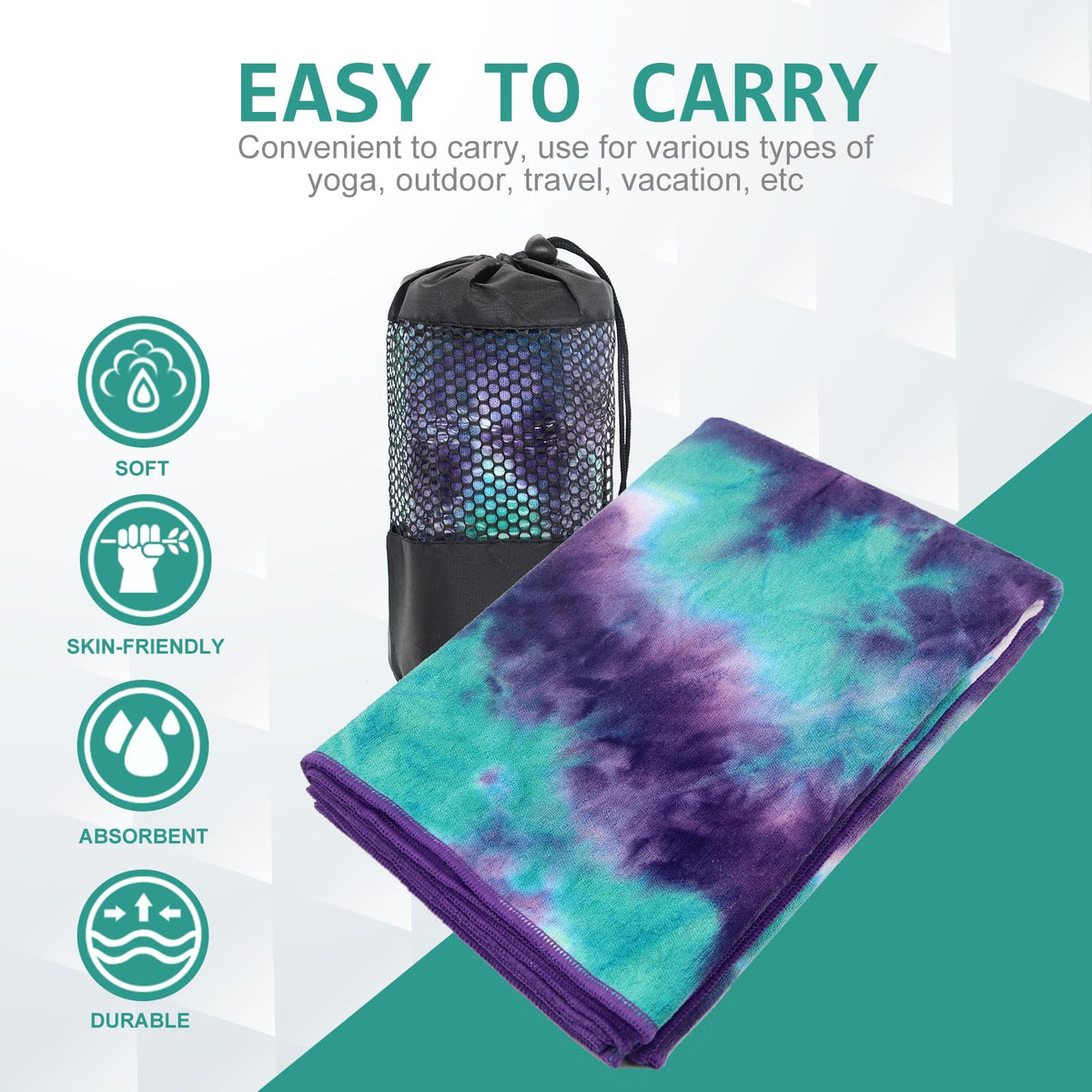 2 Pack Hot Yoga Towel with Grip Dot (Pink & Blue/Green & Purple)