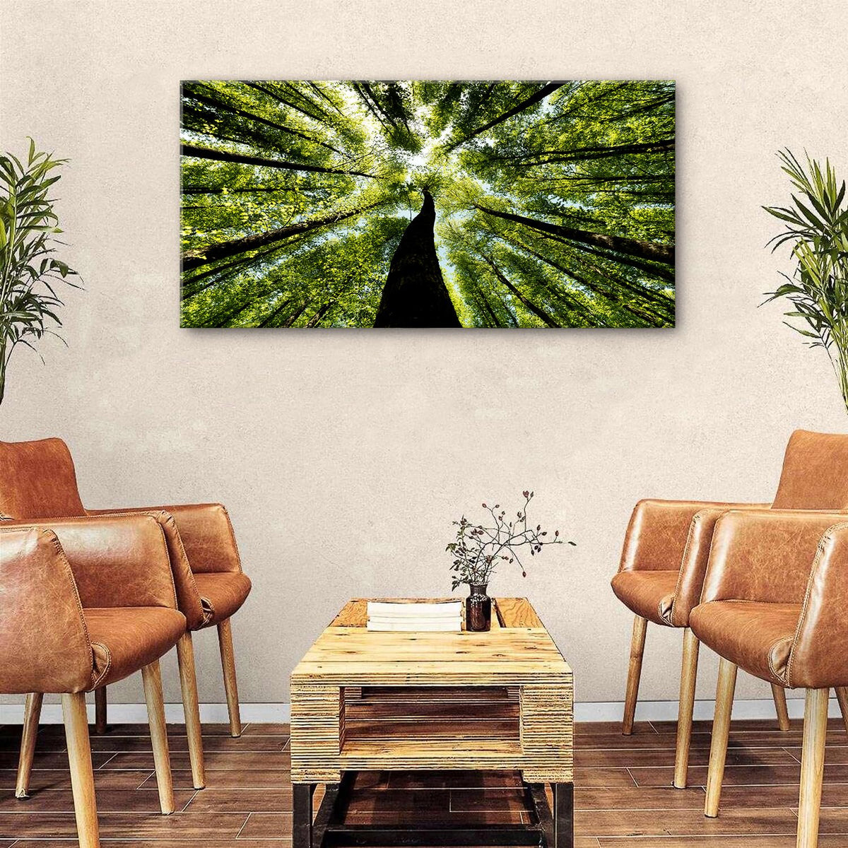 Green Nature Forest Wall Art Mountain Scenic Wall Decor for Living Room Bedroom Sunrise Nature Painting Canvas Prints Morning Sunlight Picture Modern Artwork Living Room Bedroom Home Decoration 24x48" (48"L x 24"W / Forest)