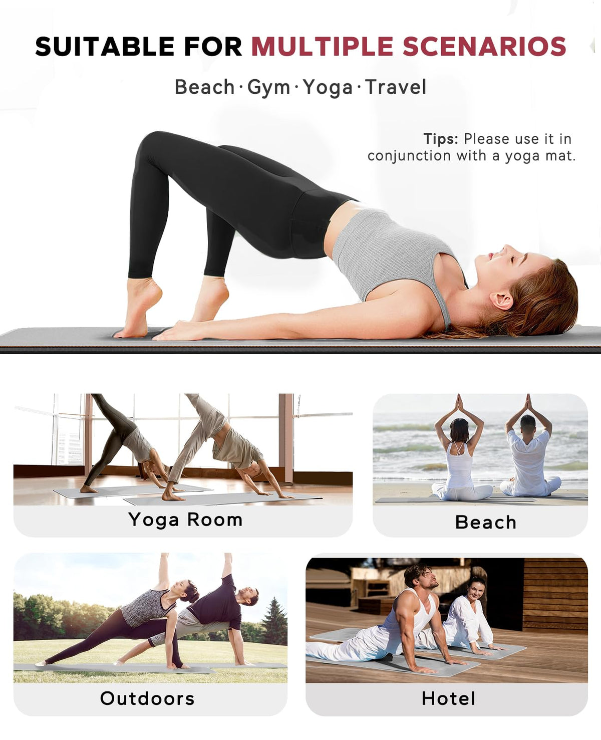 2 Pack Non Slip Yoga Mat Towel with Grip Dots (Grey (2 Pack))