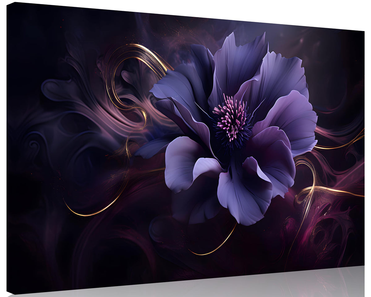 1 Panel Purple Wall Canvas Purple Canvas Pictures Abstract Plum Color Flower Print on Canvas Abstract Flower Wall Art for Bedroom Home Decor Living Room Stretched and Framed 30x40inch (40"L x 30"W / Purple Flower 8)