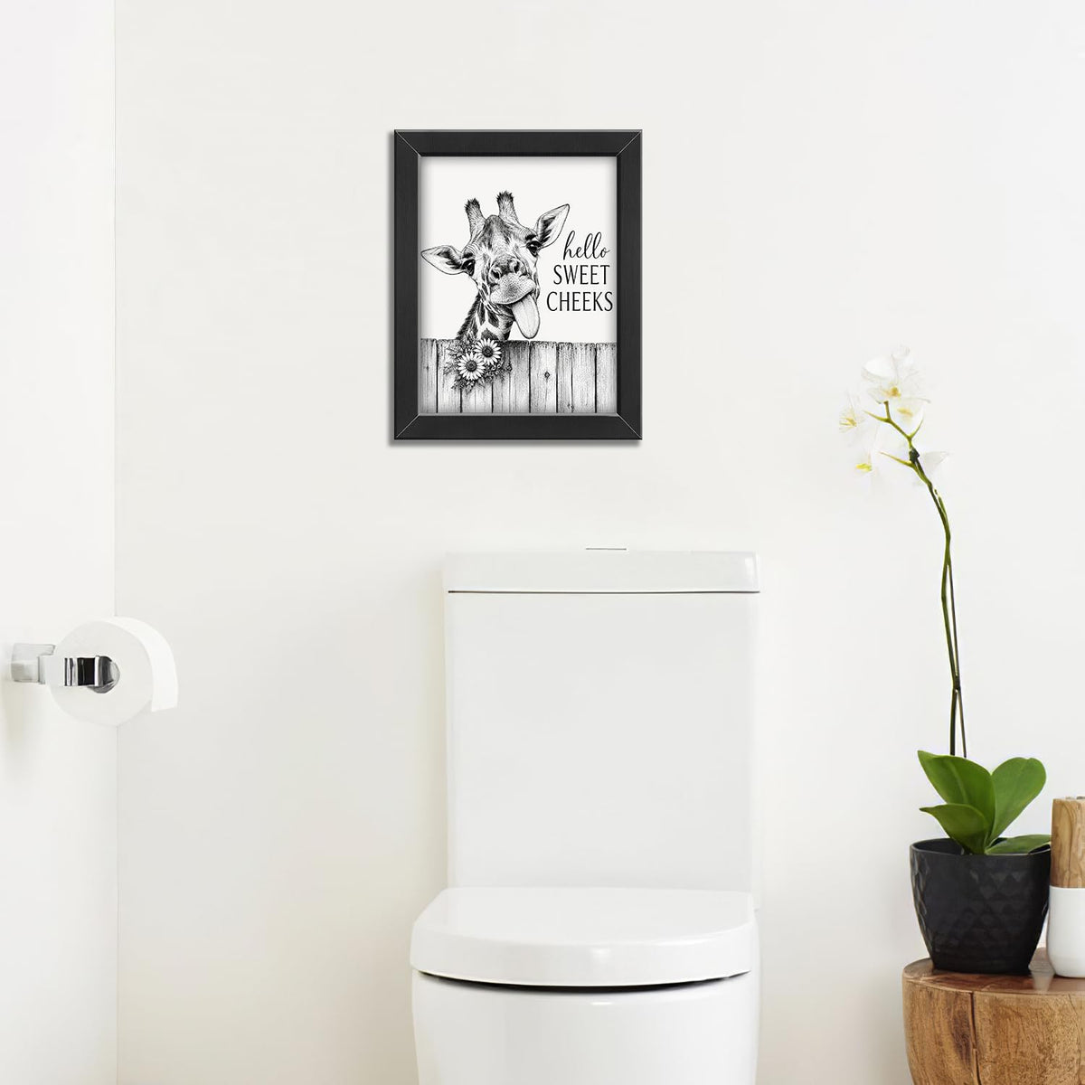 Funny Bathroom Wall Art Framed Giraffe Bathroom Decor (Framed Bathroom Art 1 / 10"L x 8"W)