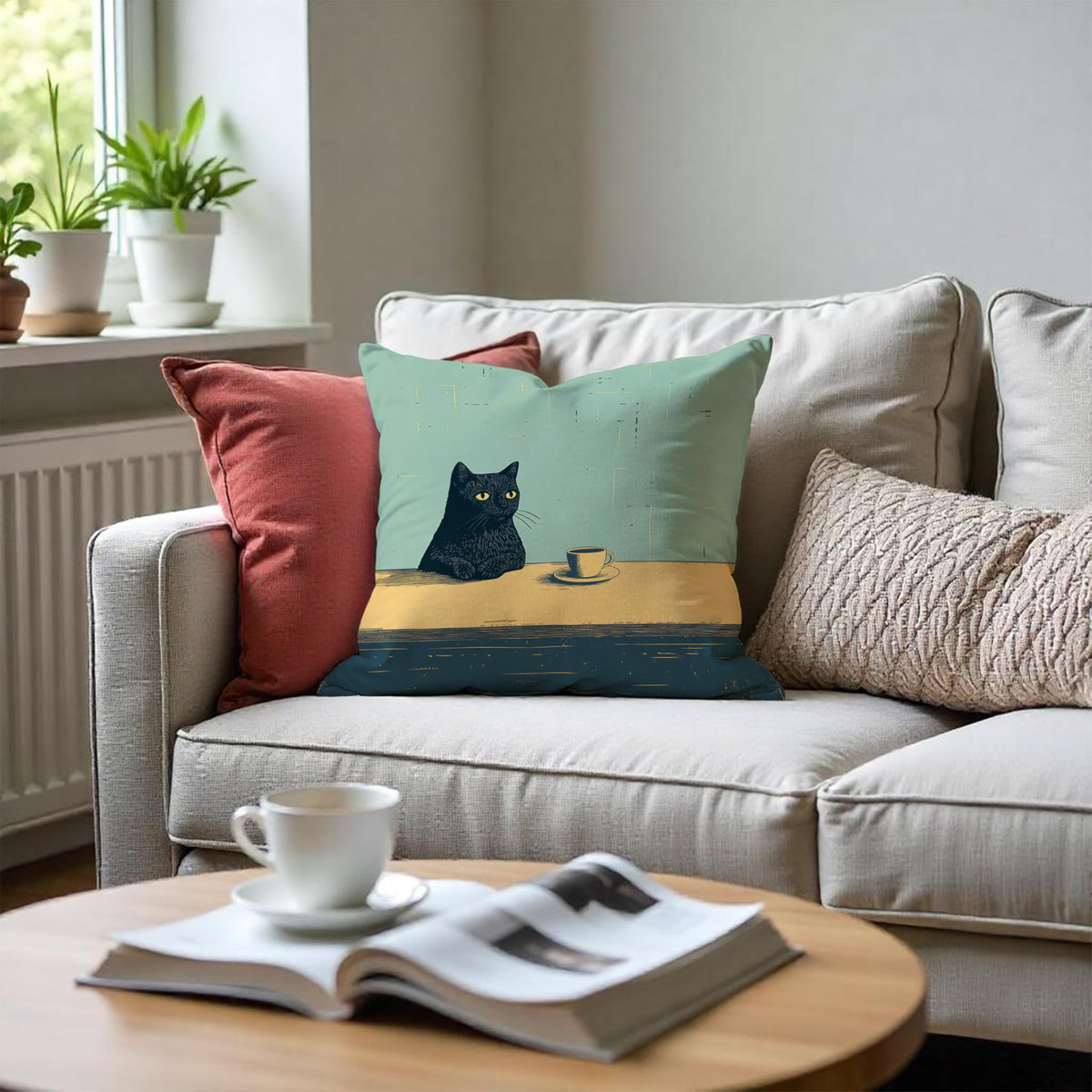 Black Cat Throw Pillow Covers 18x18 (Style01)