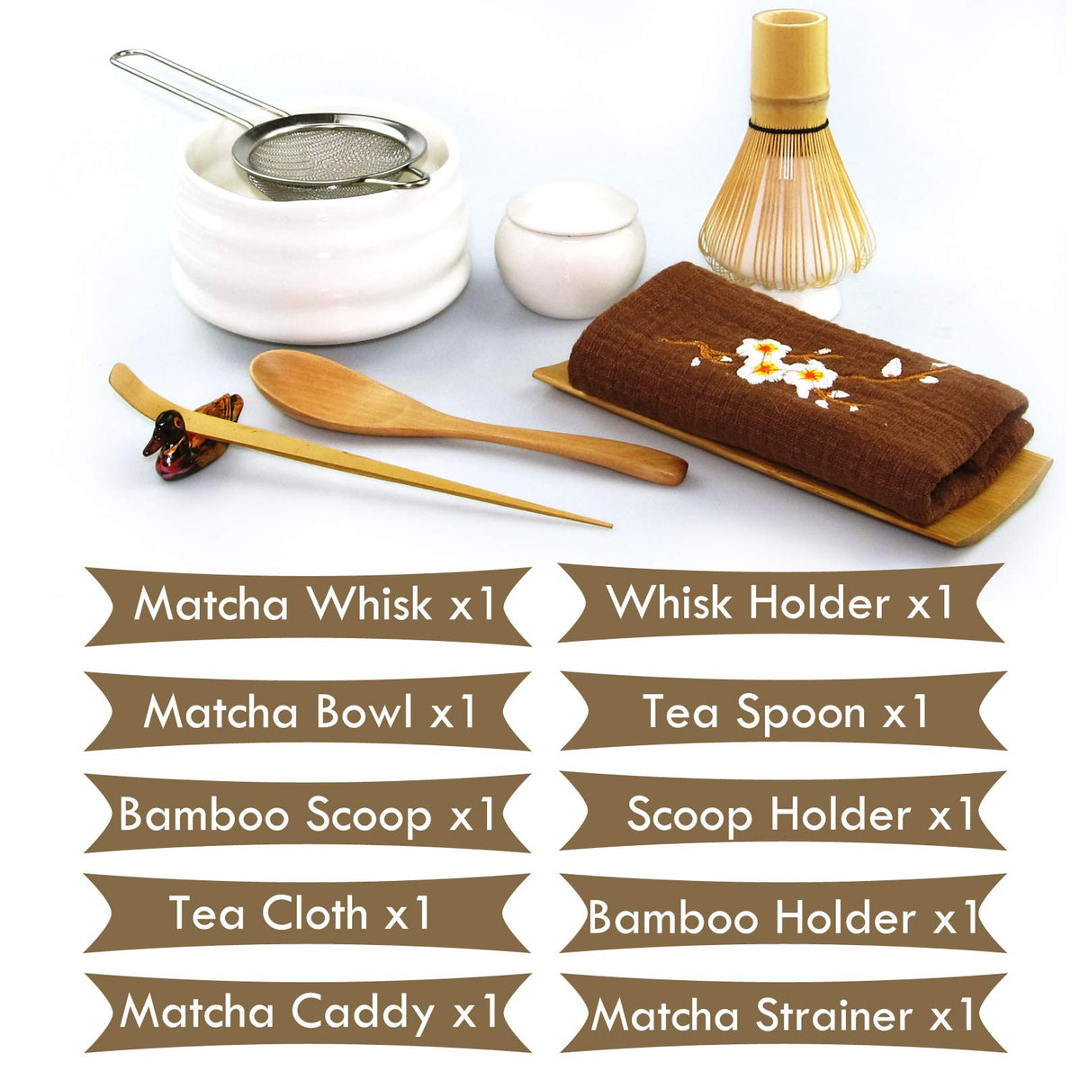10 Piece Japanese Matcha Tea Set (White)