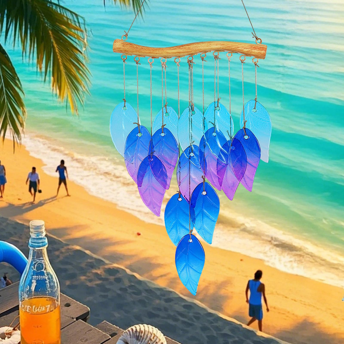 Glass Leaves Wind Chimes for Outdoor Memorial Decor