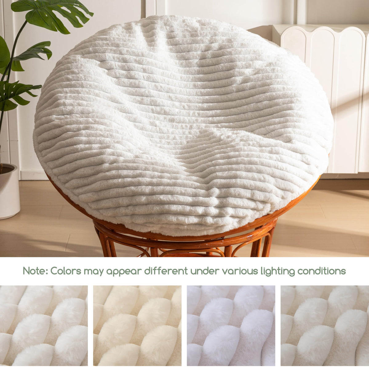 Papasan Chair Cushion with Thick Corduroy Cover (Beige / 48 x 48 Inches)