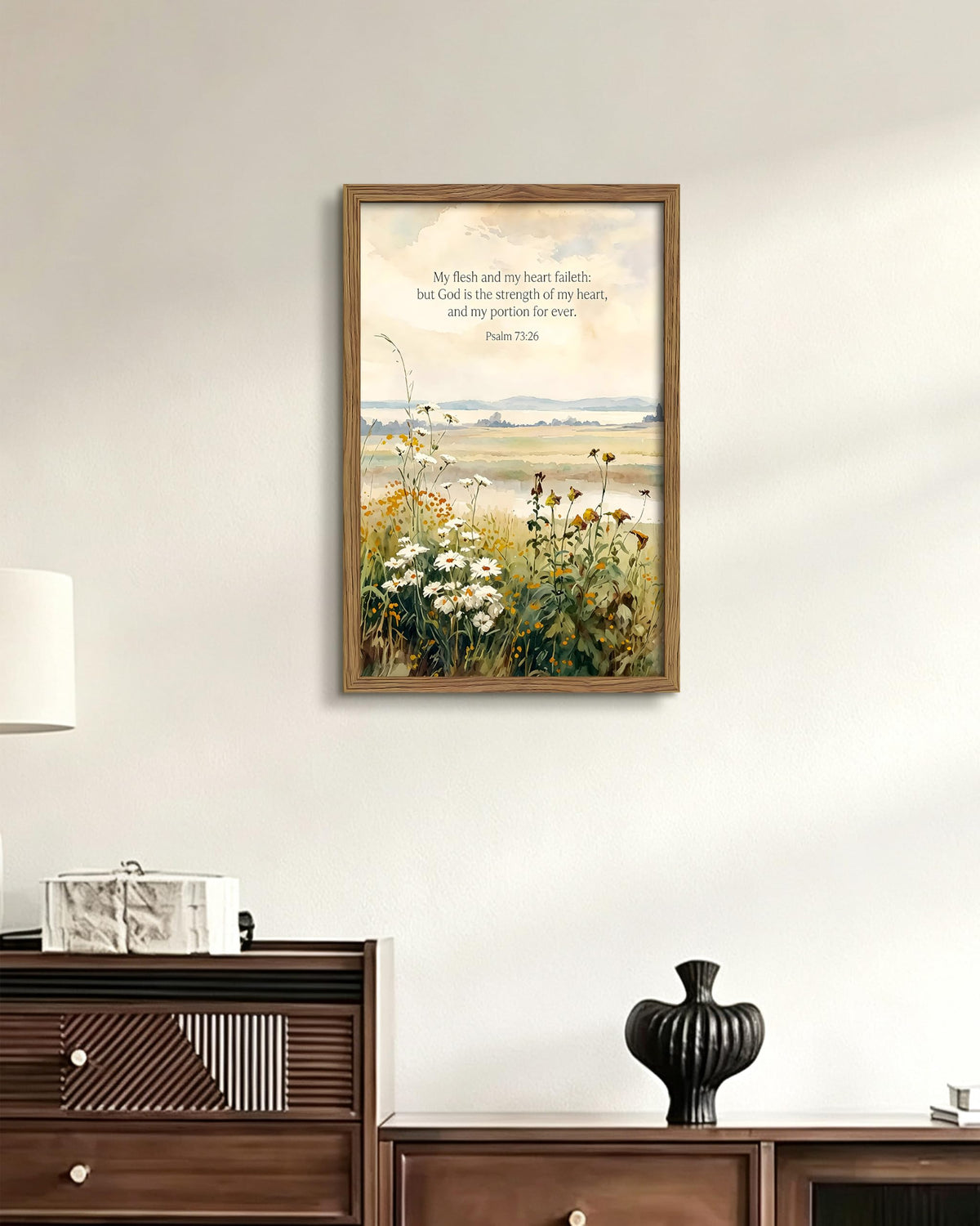 Psalm 73 26 Christian Framed Canvas Wall Art (A-Bible / 24"L x 16"W)