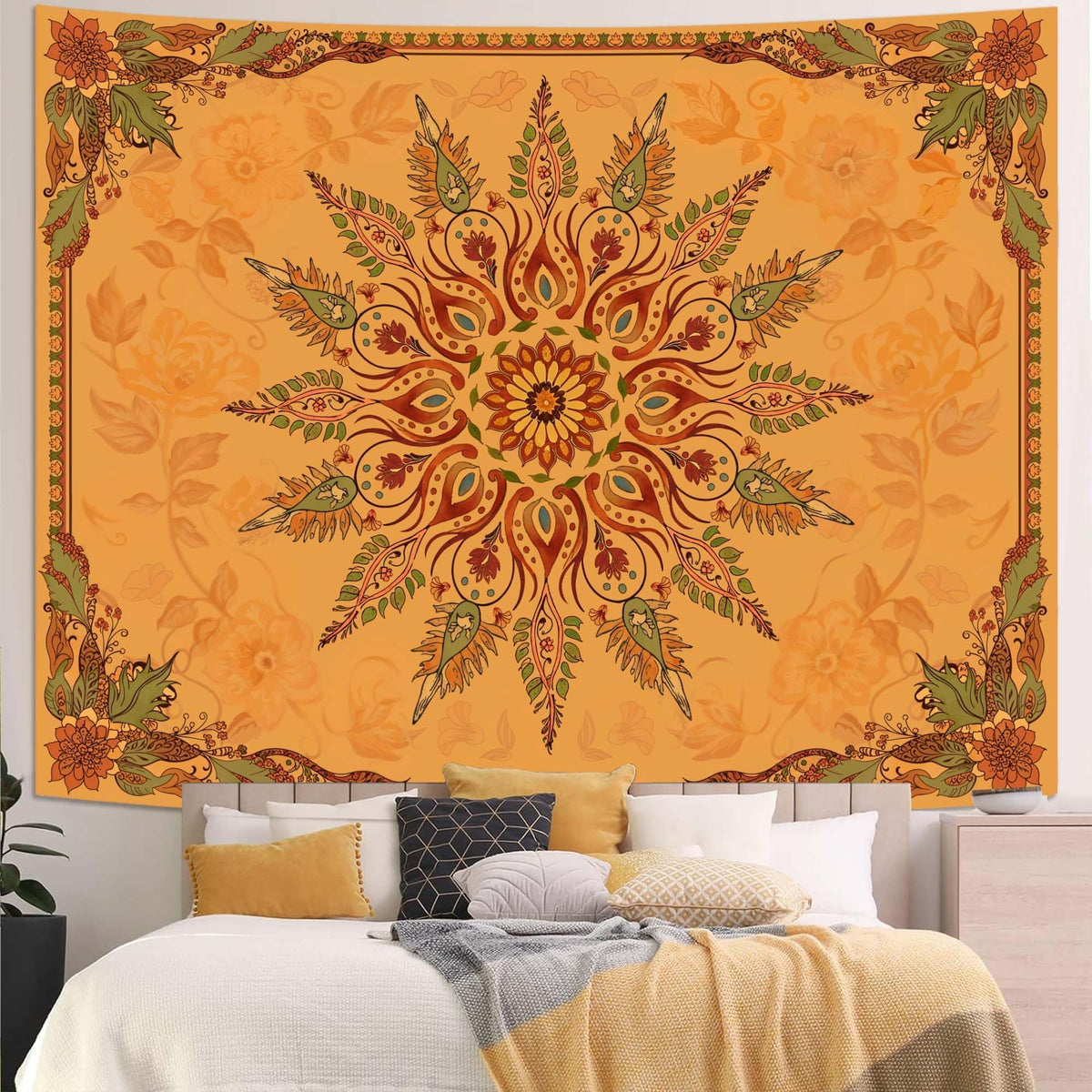 Mandala Tapestry (80"L x 60"W / Retro Warm Orange)