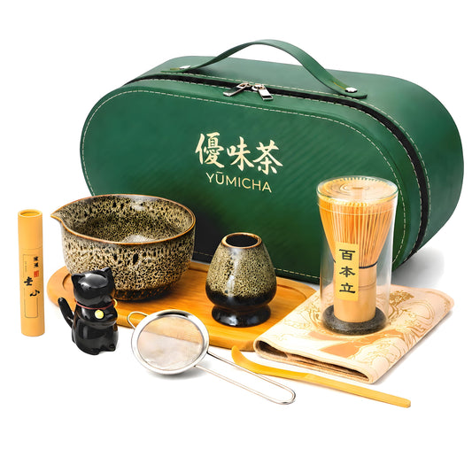 YŪMICHA Matcha Whisk Set (Green/Black)