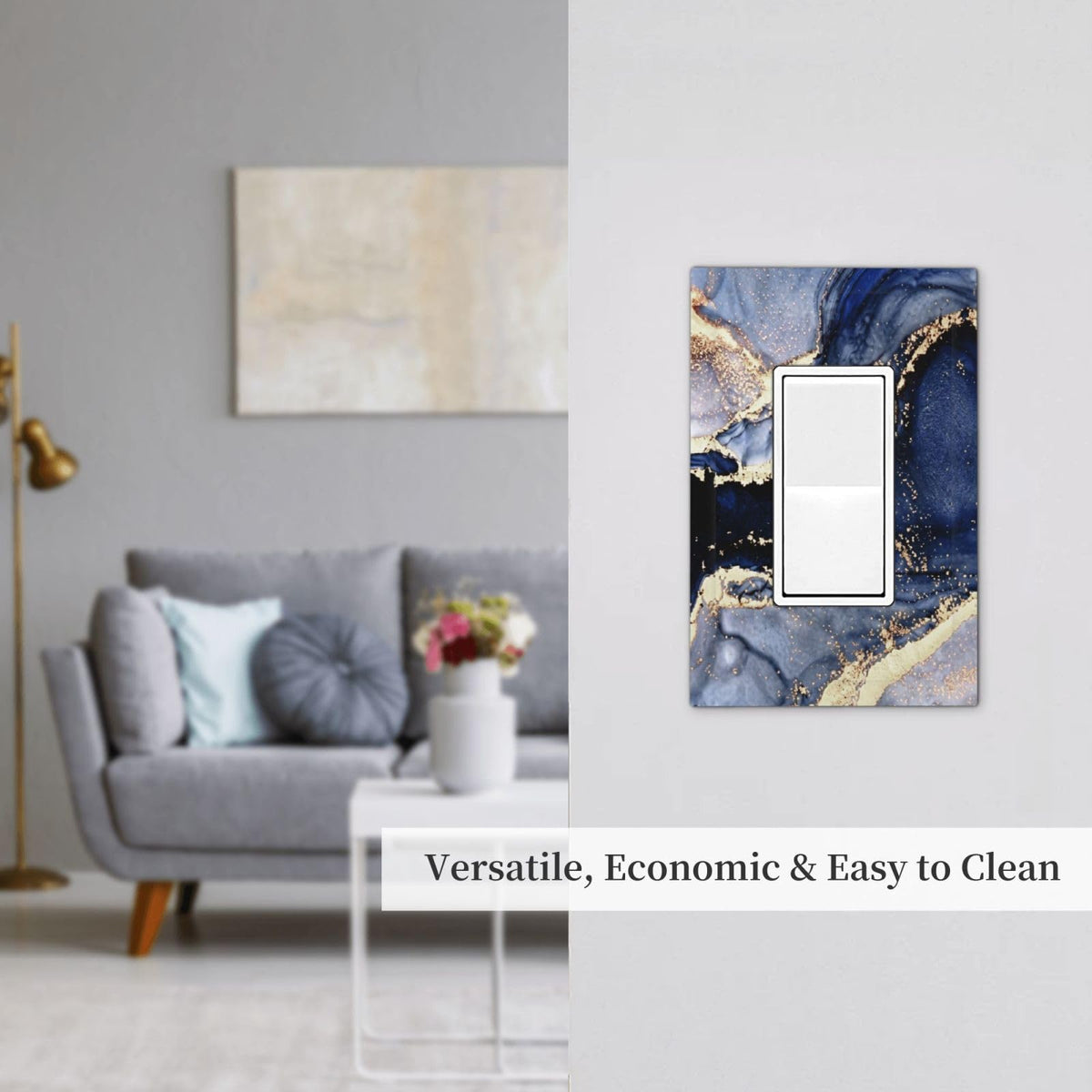 Royal Turquoise Blue Marble 1 Gang Outlet Decorator Light Switch Wall Plate Cover Faceplate Decorative Switchplate Rocker (Royal Turquoise Blue Marble / 1-Gang Rocker Mid)