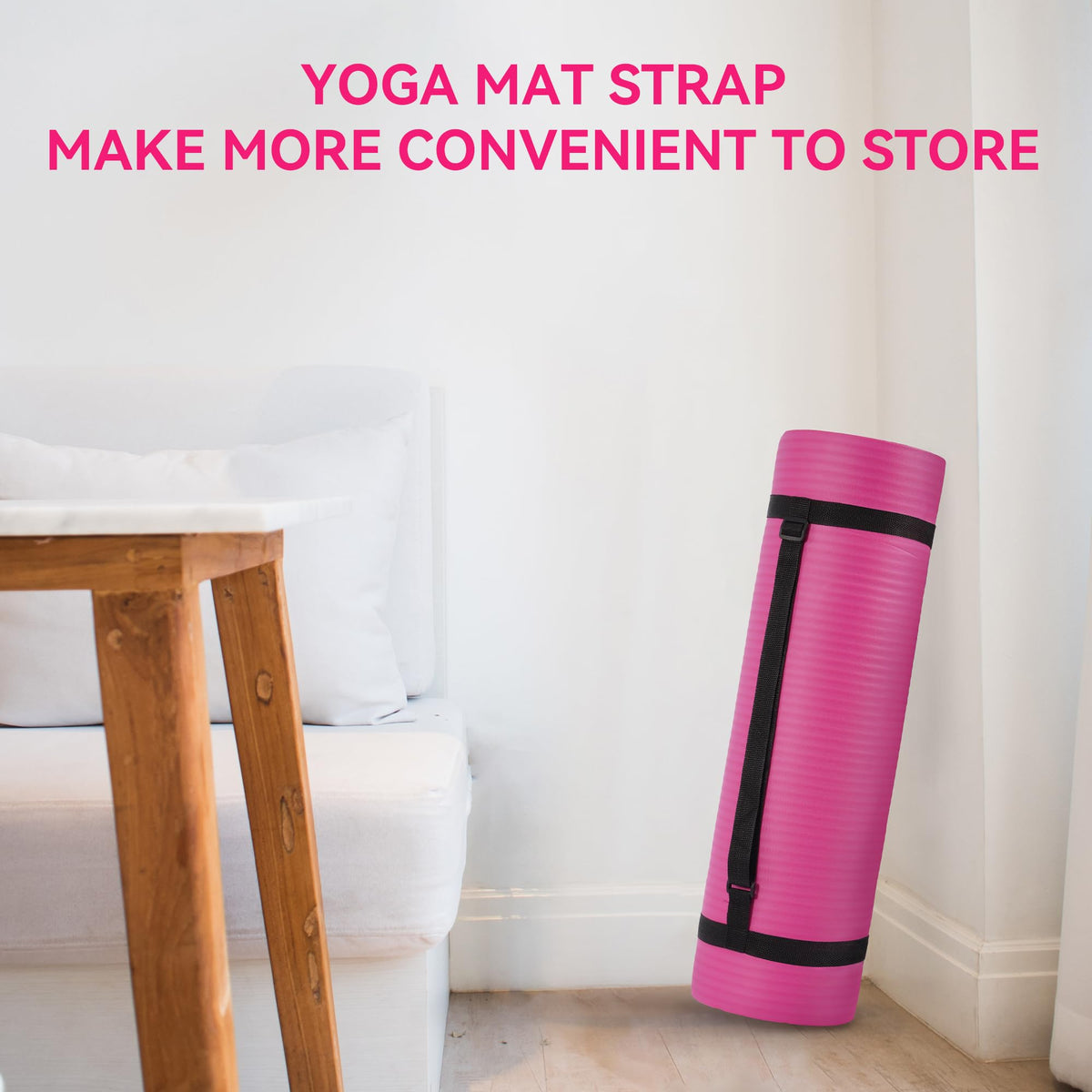 1/2-inch Thick High Density Exercise Yoga Mat with Carrying Strap (Pink)