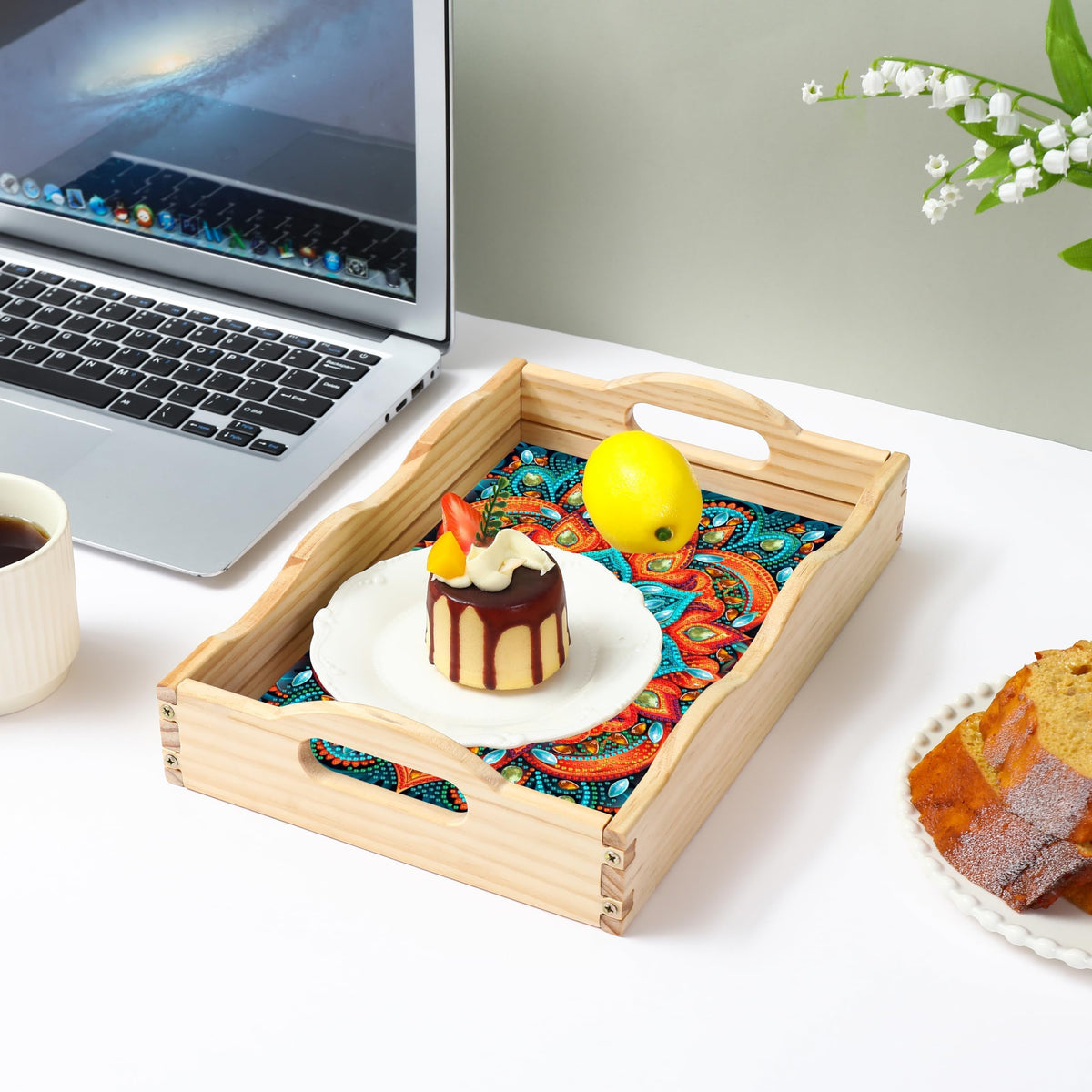 Diamond Art Kits for Adults Wooden Serving Trays with Handles (B Mandala EB)